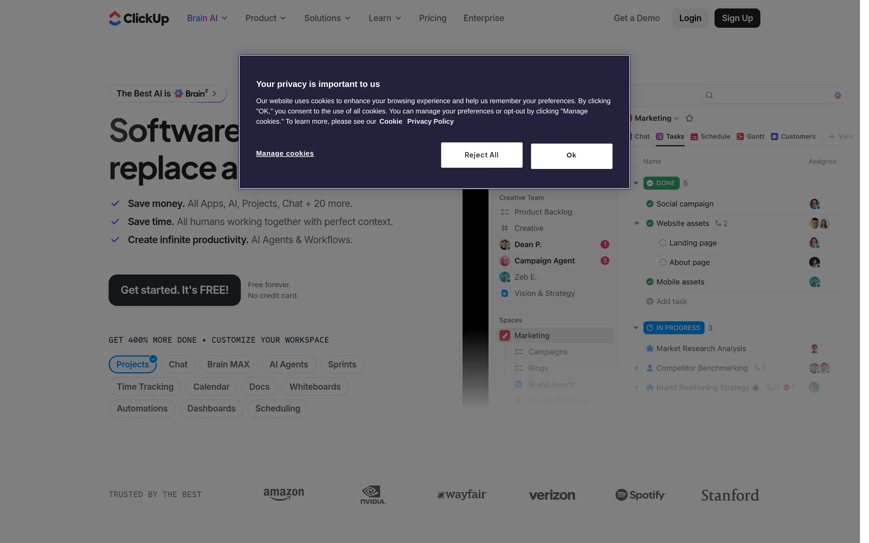 ClickUp website screenshot