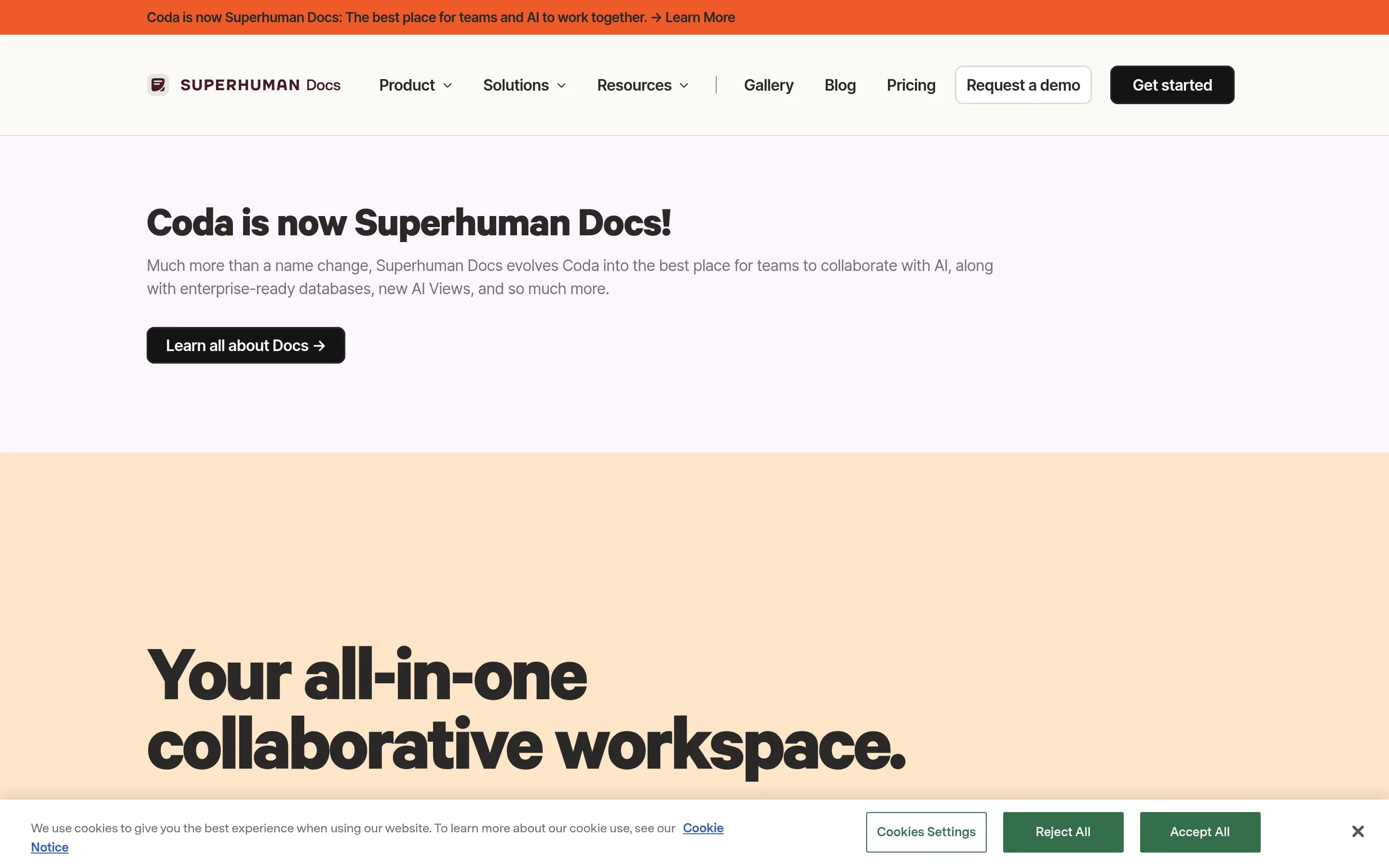 Coda website screenshot