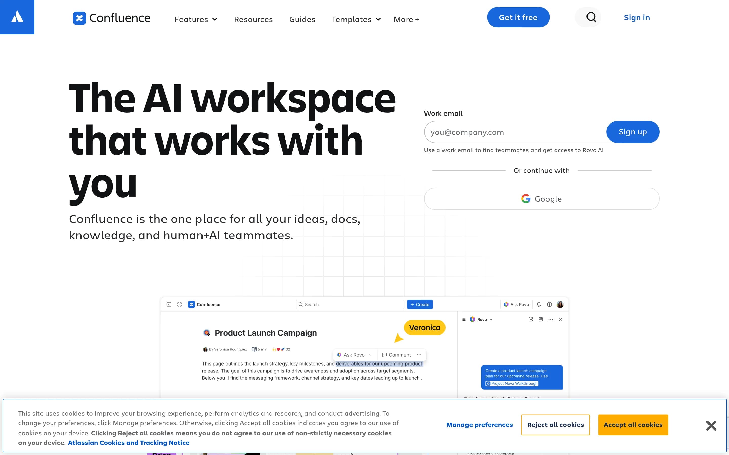 Confluence website screenshot