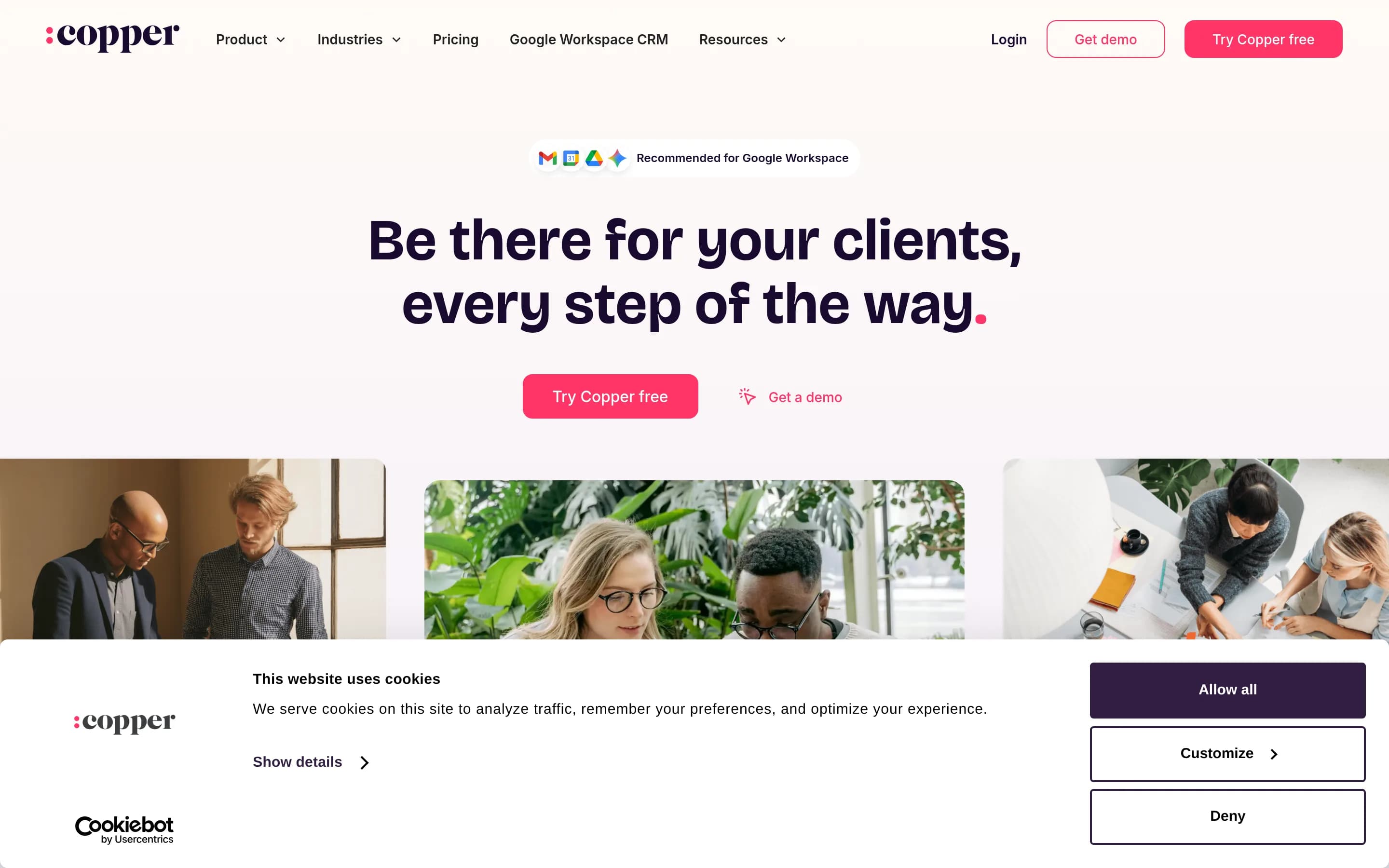 Copper CRM website screenshot