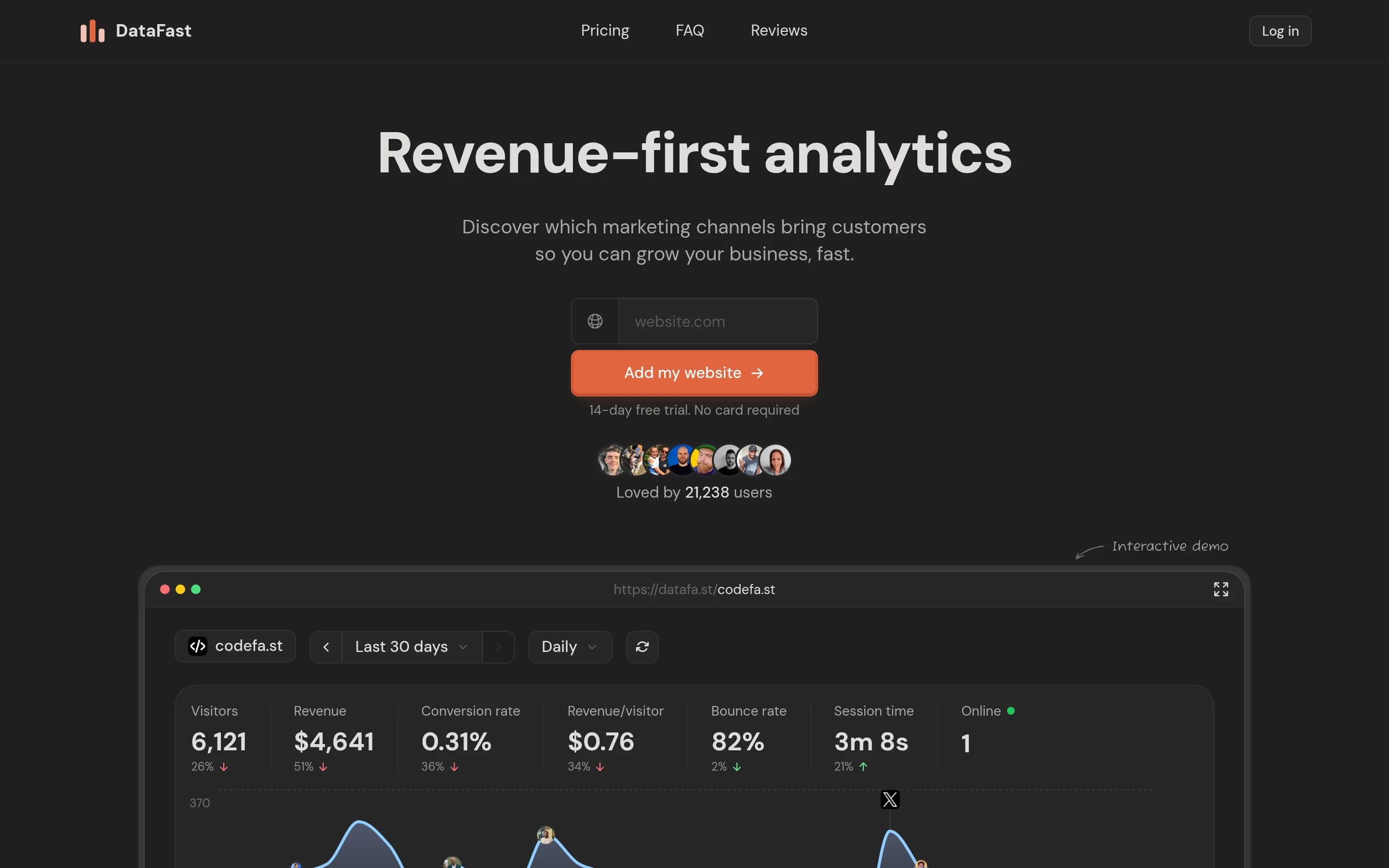 DataFast website screenshot