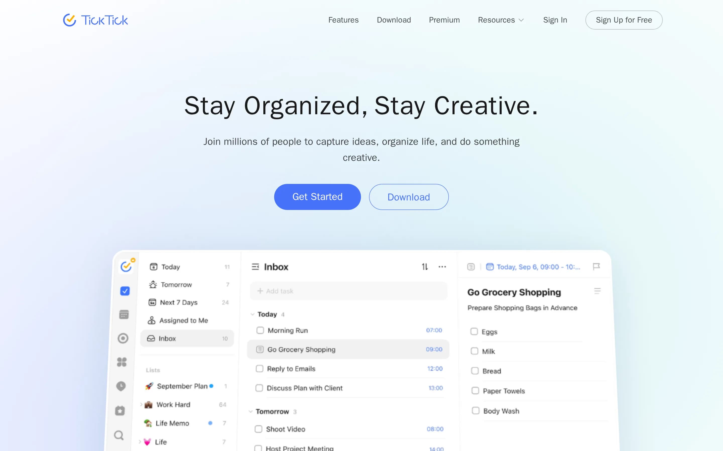 TickTick website screenshot