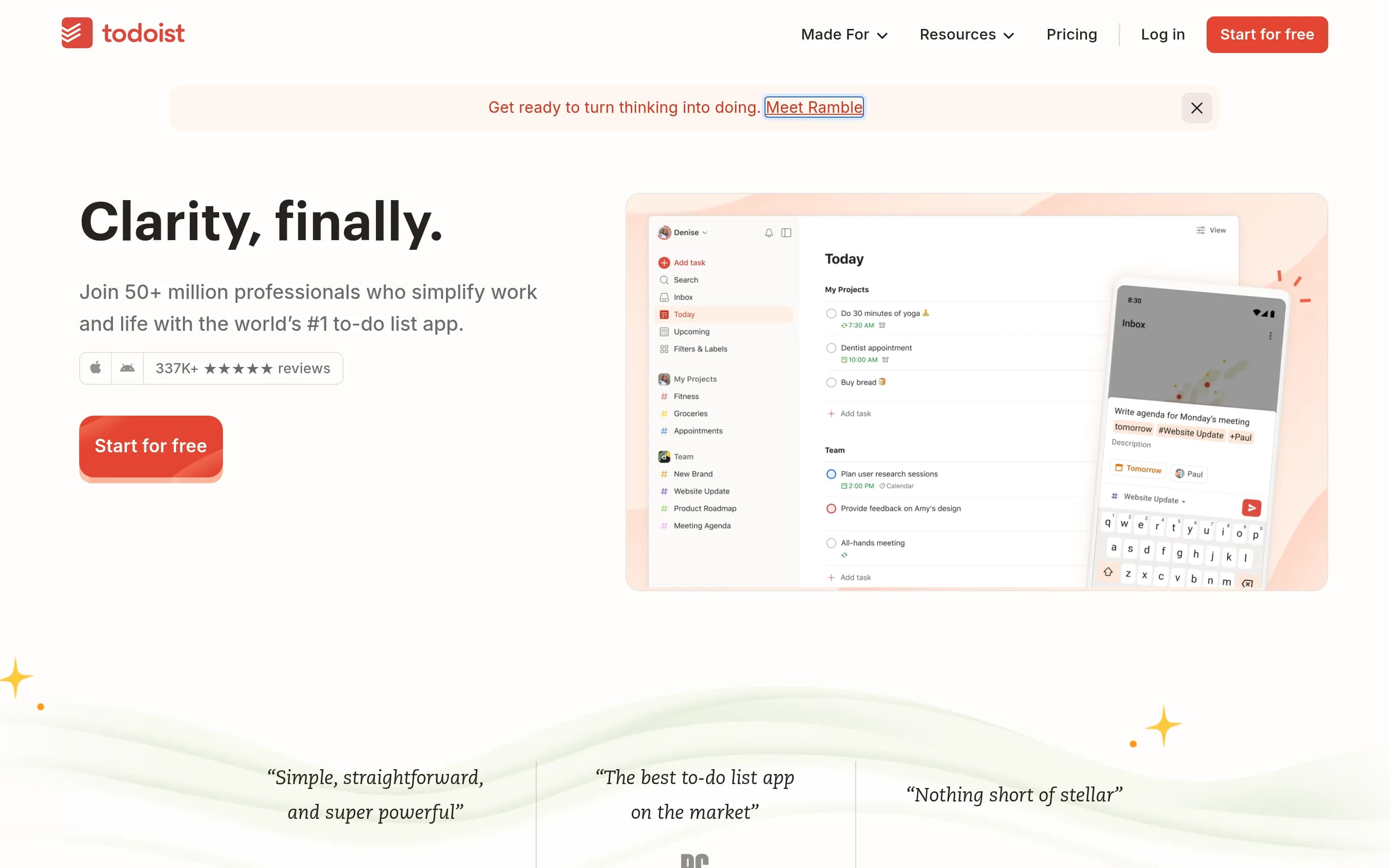 Todoist website screenshot