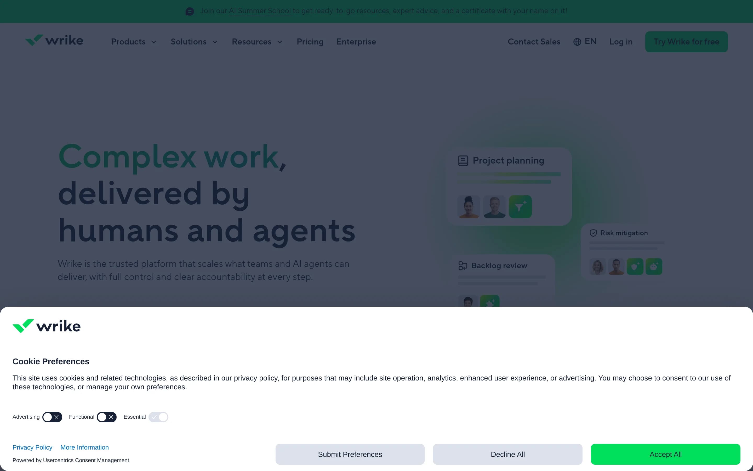 Wrike website screenshot
