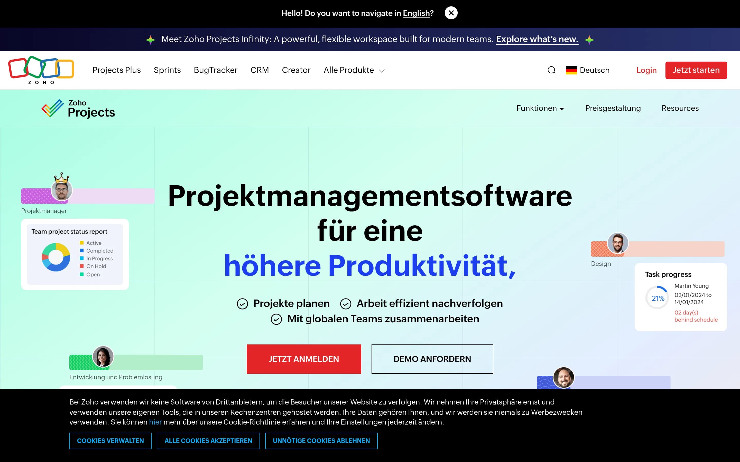 Zoho Projects website screenshot