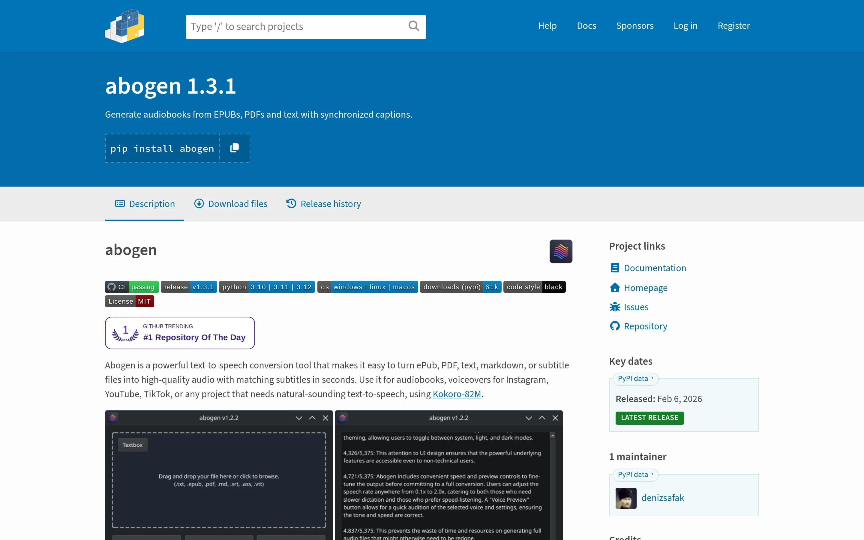 Abogen website screenshot