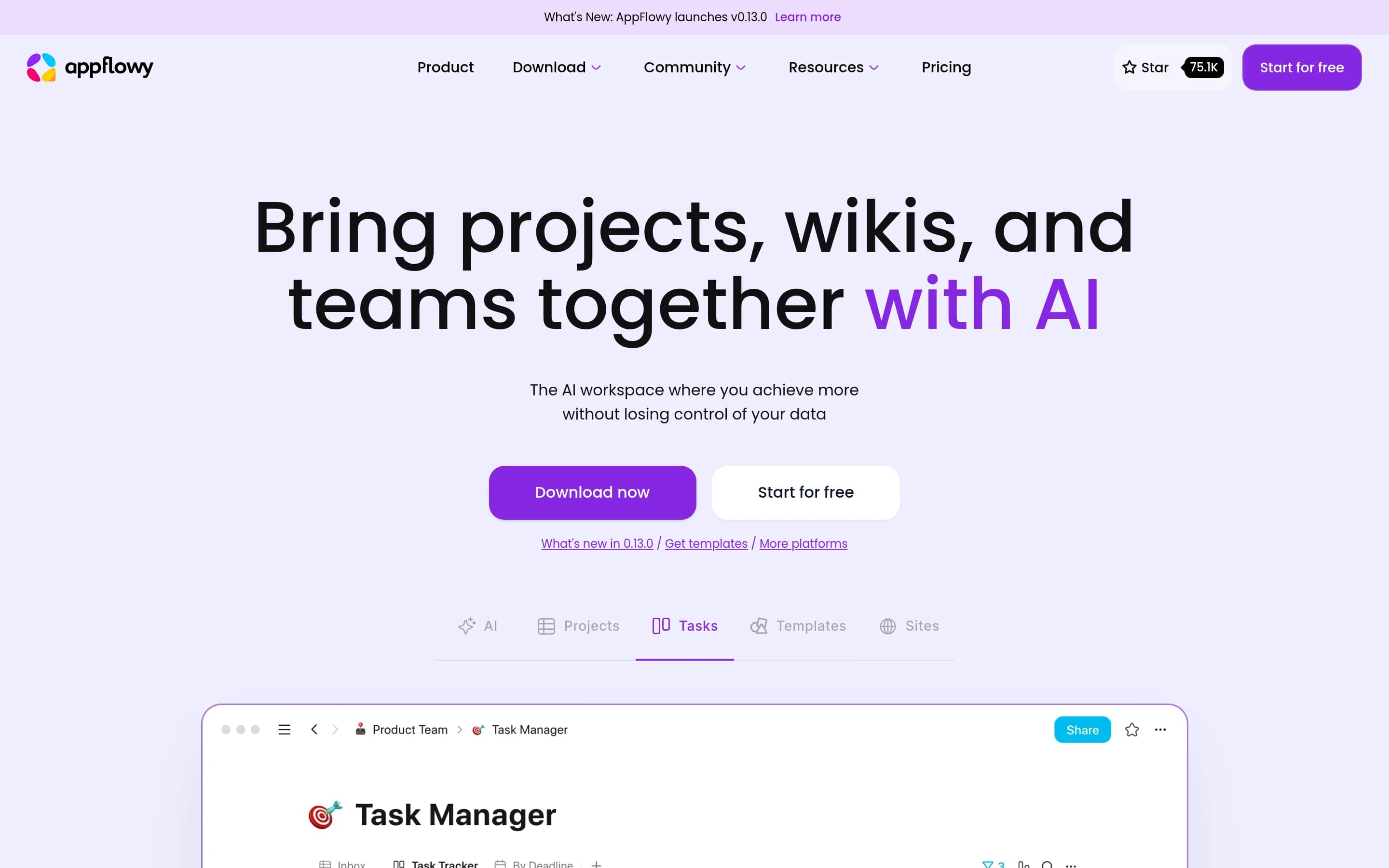 AppFlowy-Web website screenshot
