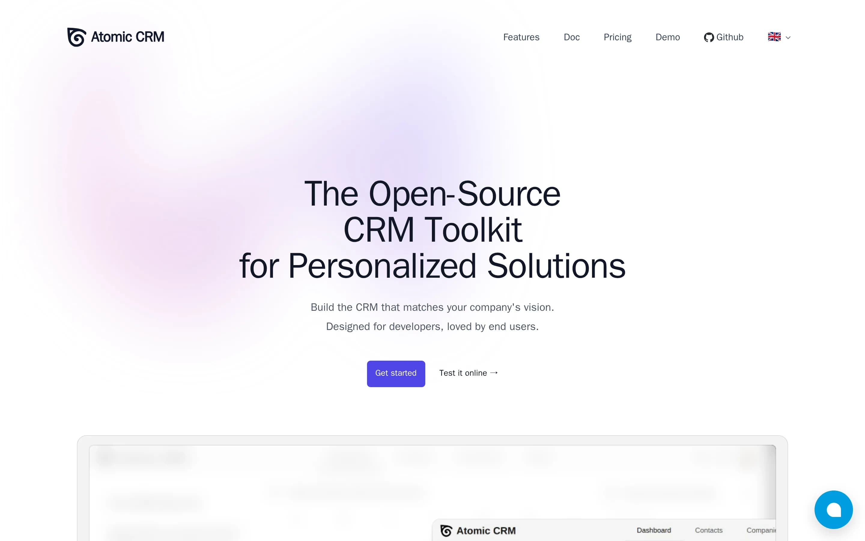Atomic-crm website screenshot