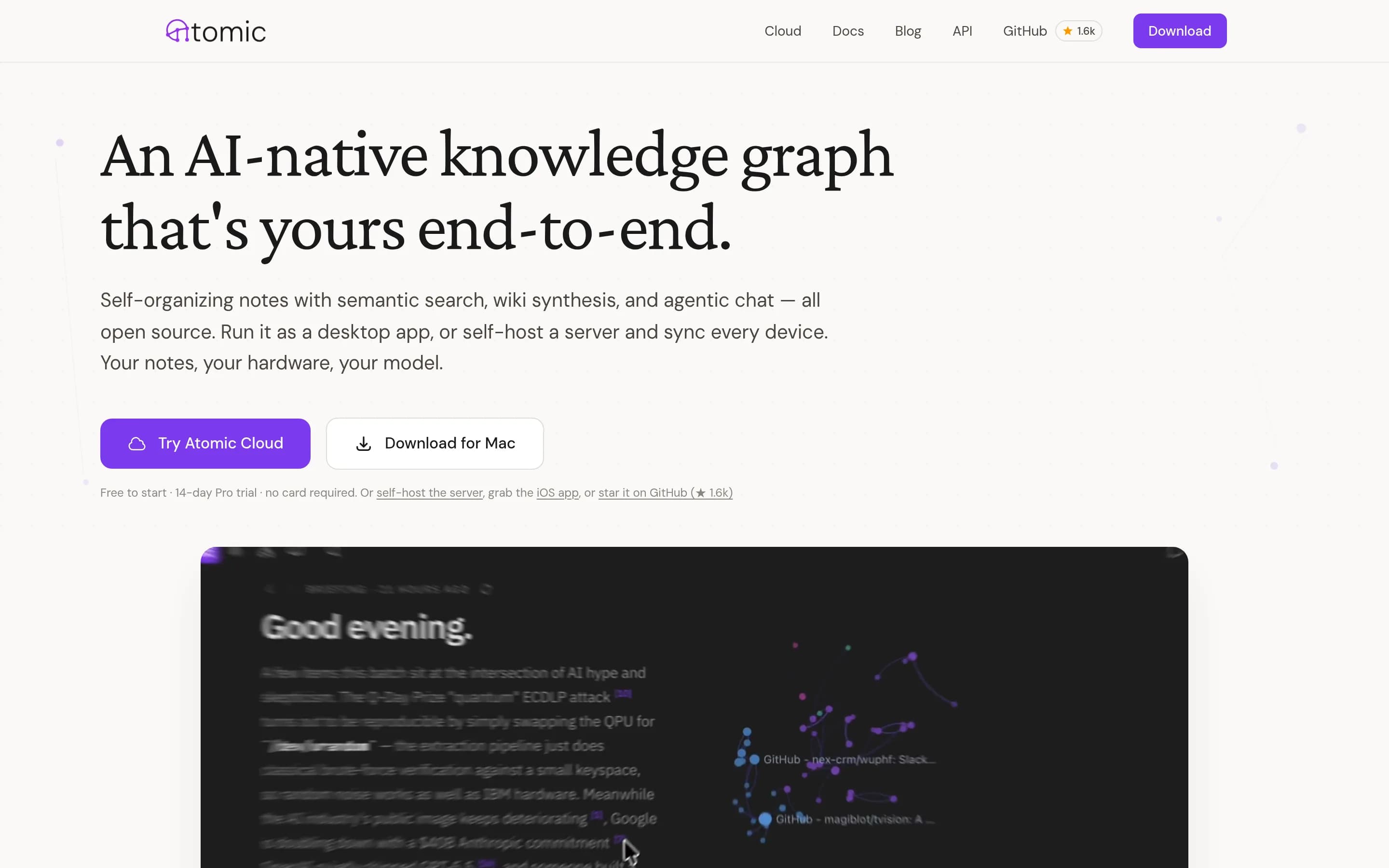 Atomic website screenshot
