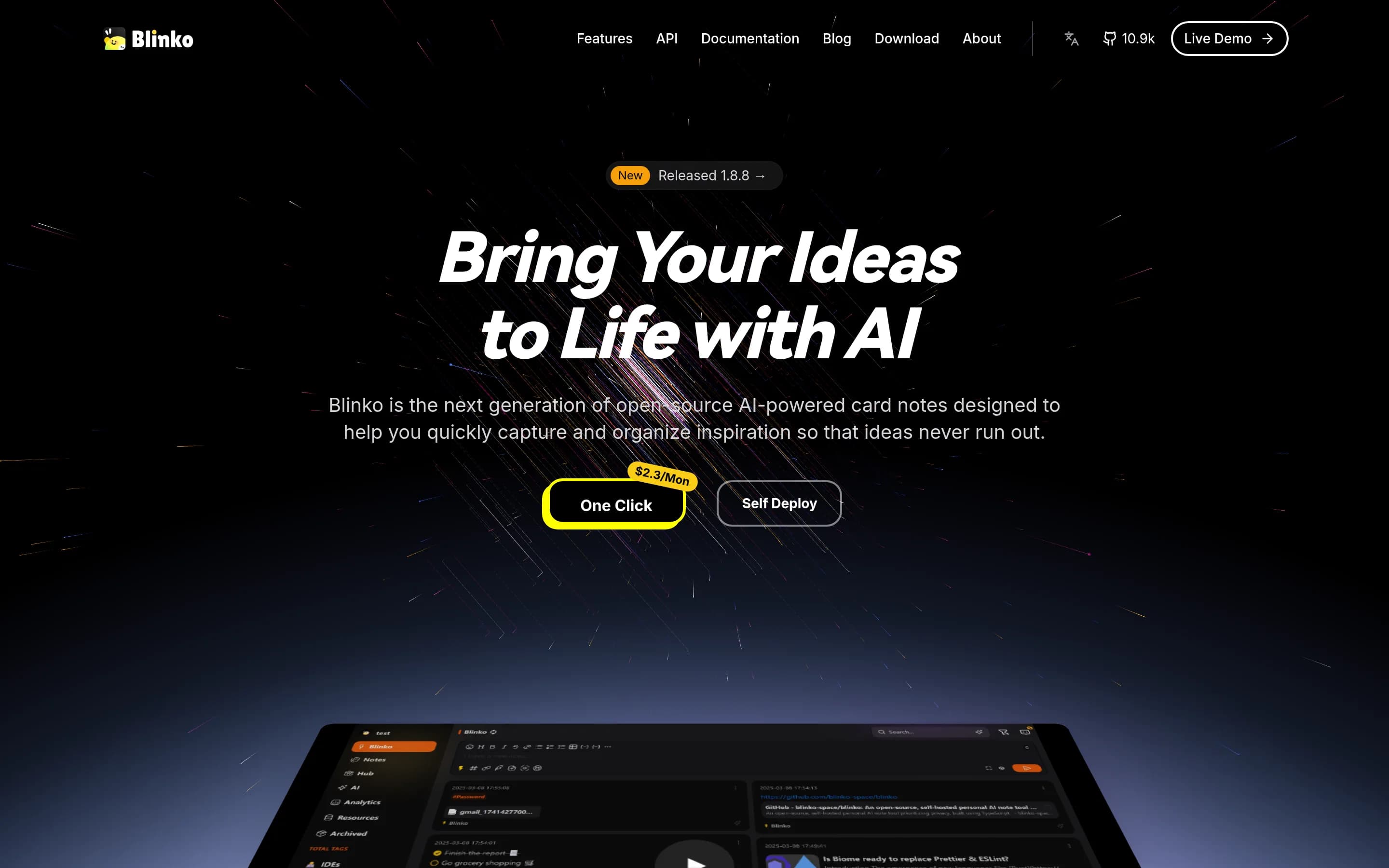 Blinko website screenshot