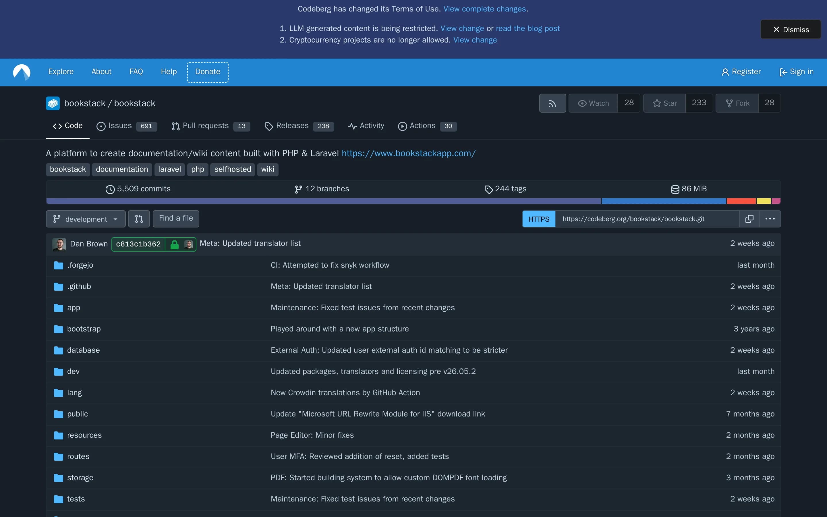 BookStack website screenshot