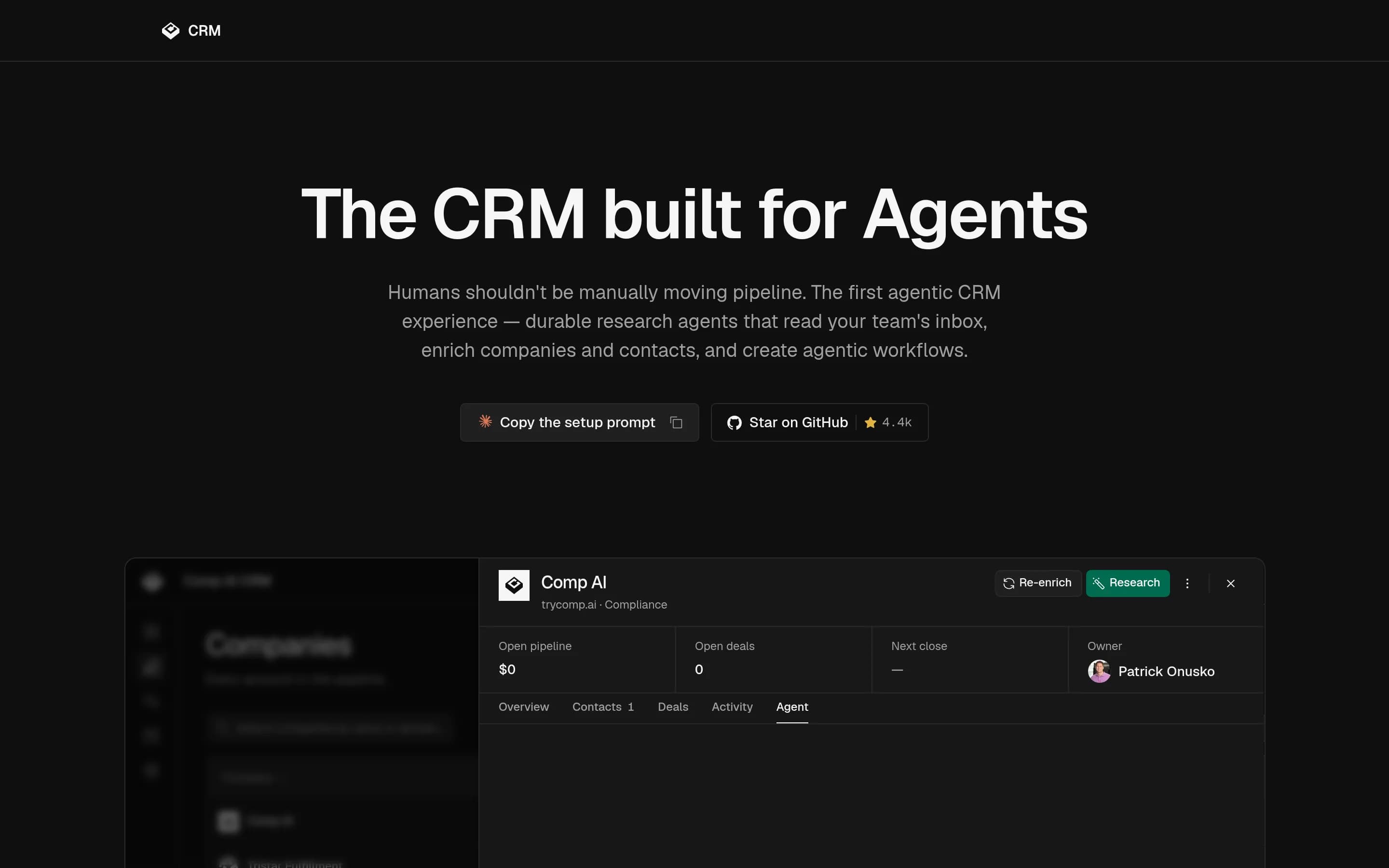 Crm website screenshot