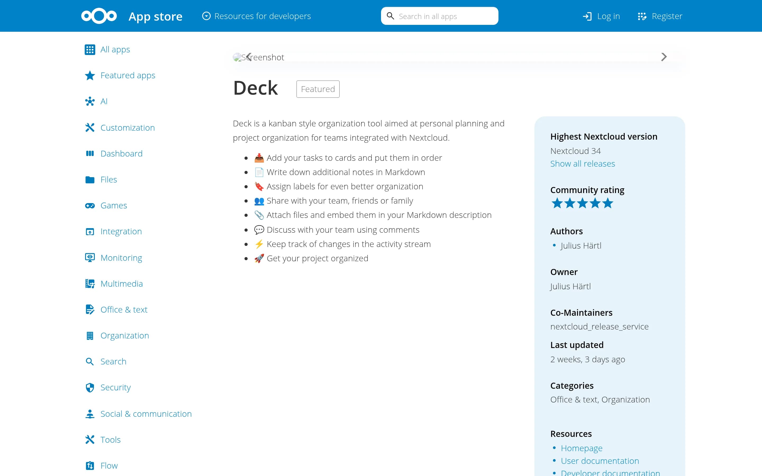 Deck website screenshot