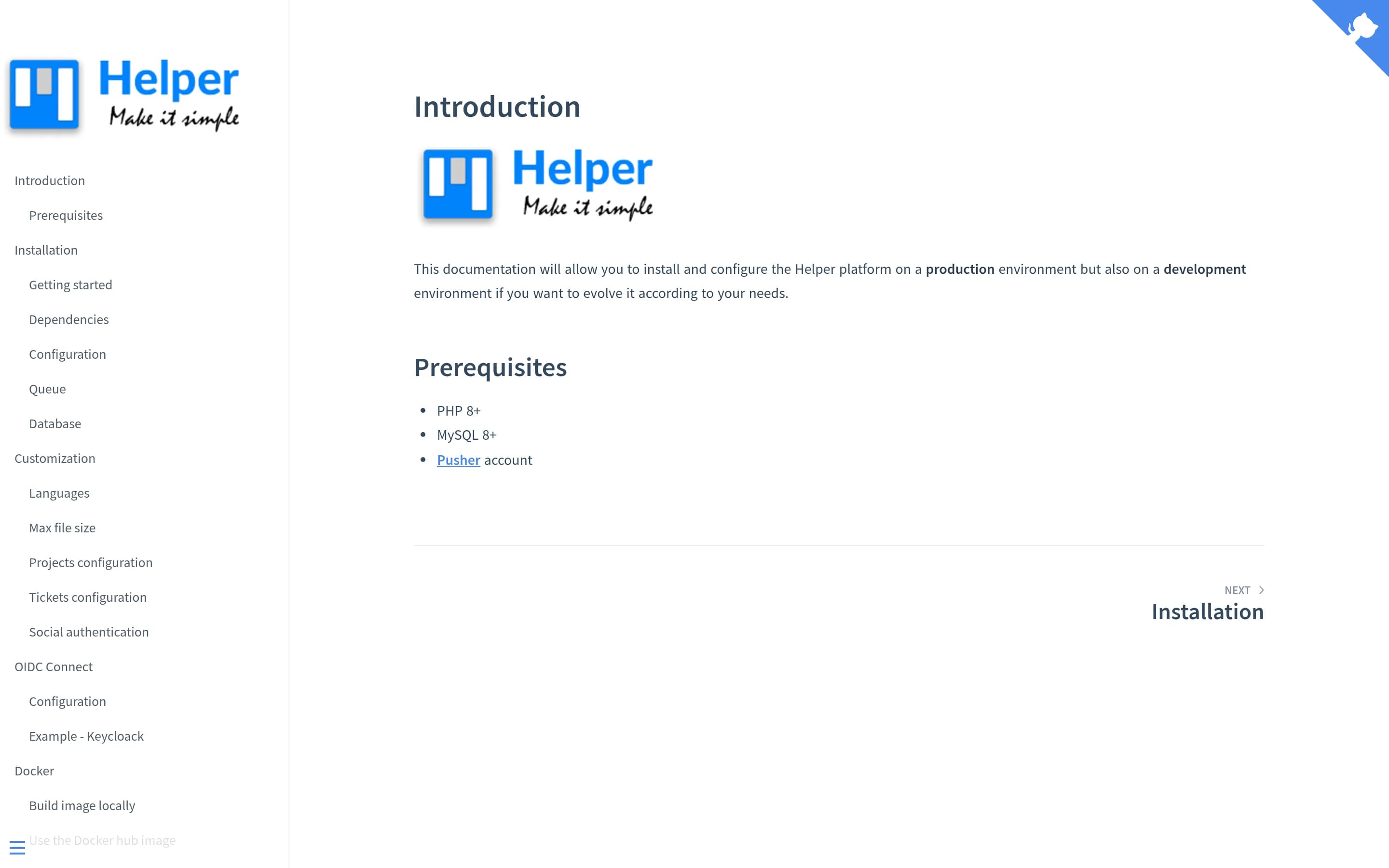 Project-management website screenshot
