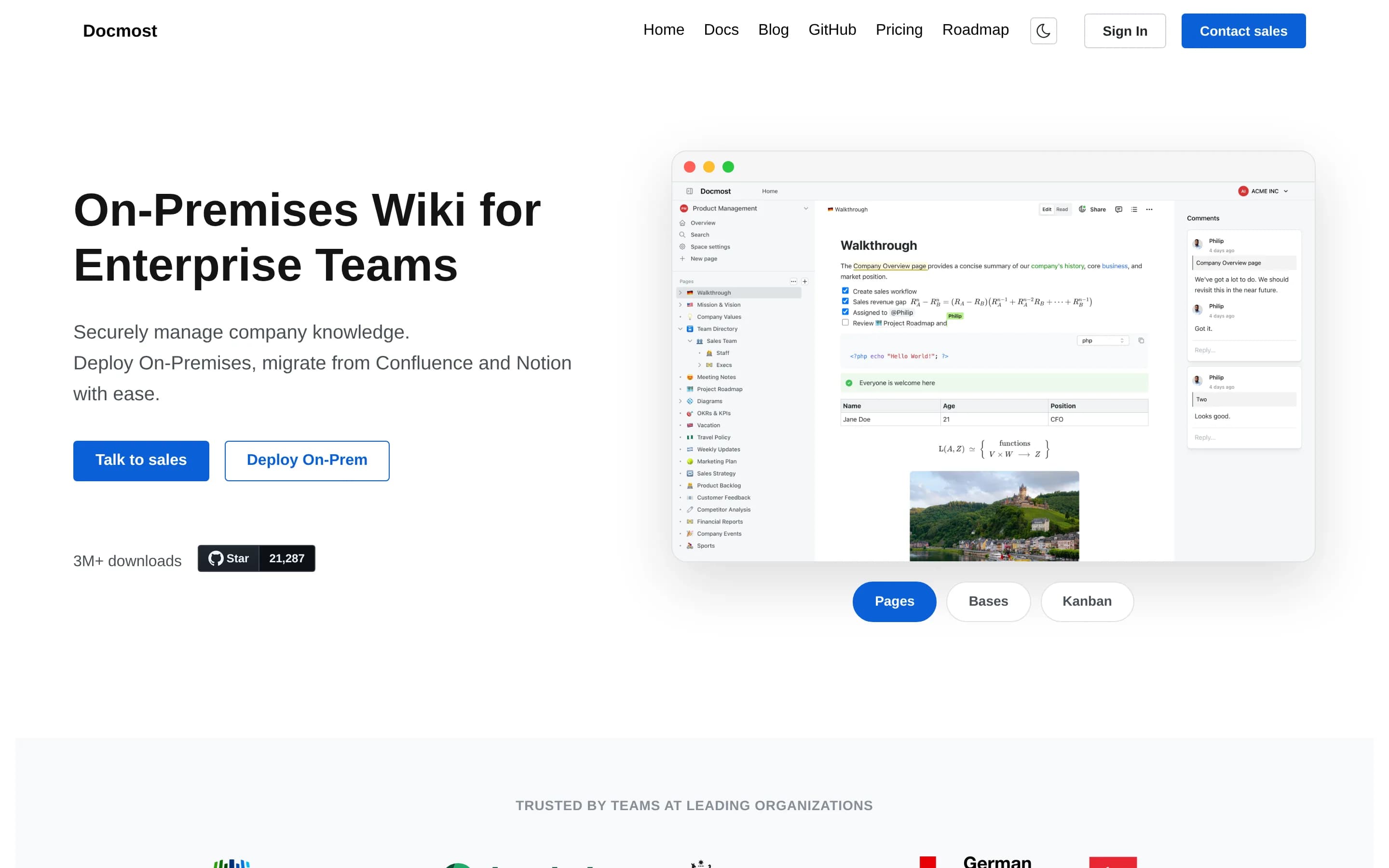 Docmost website screenshot