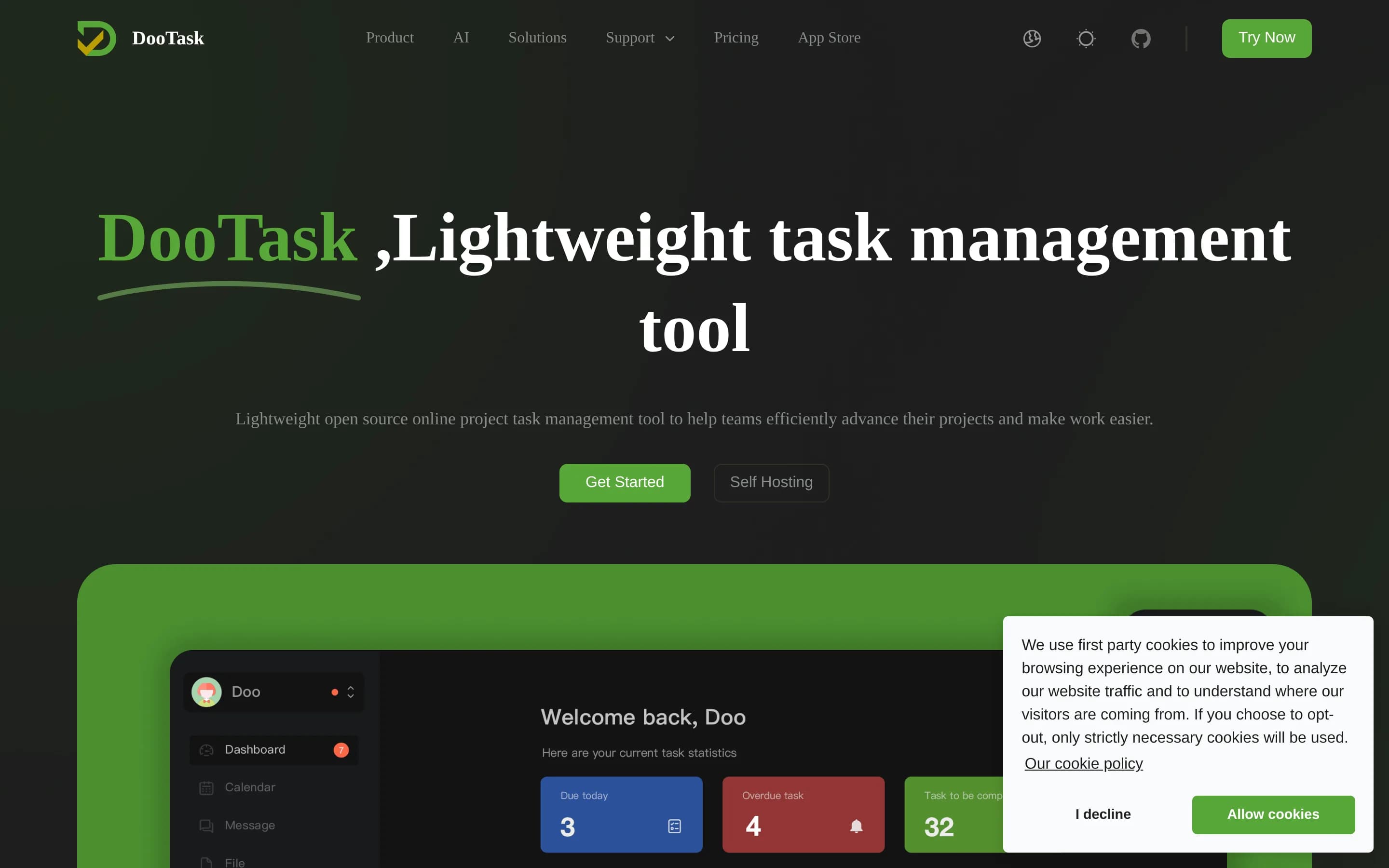 Dootask website screenshot
