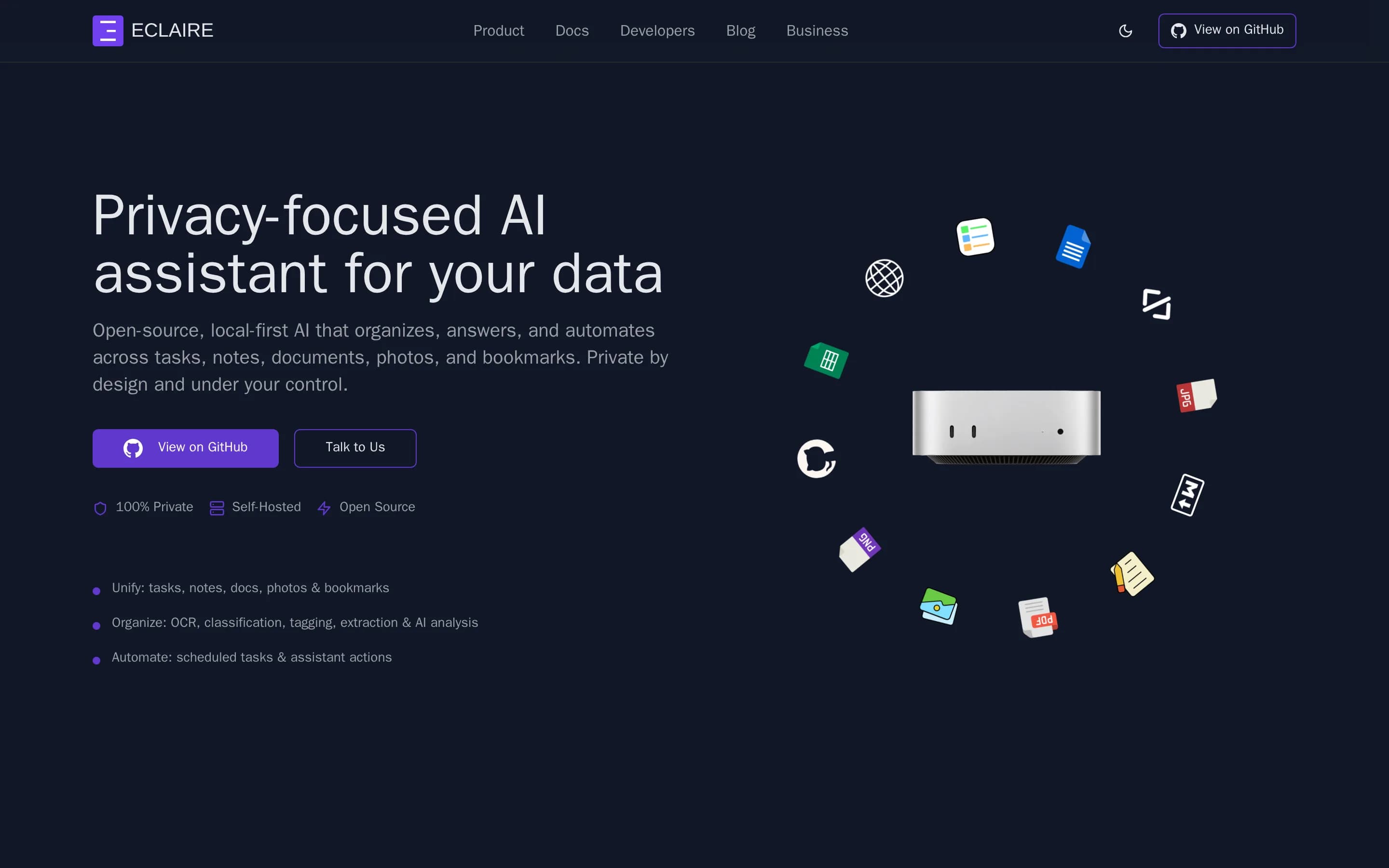 Eclaire website screenshot