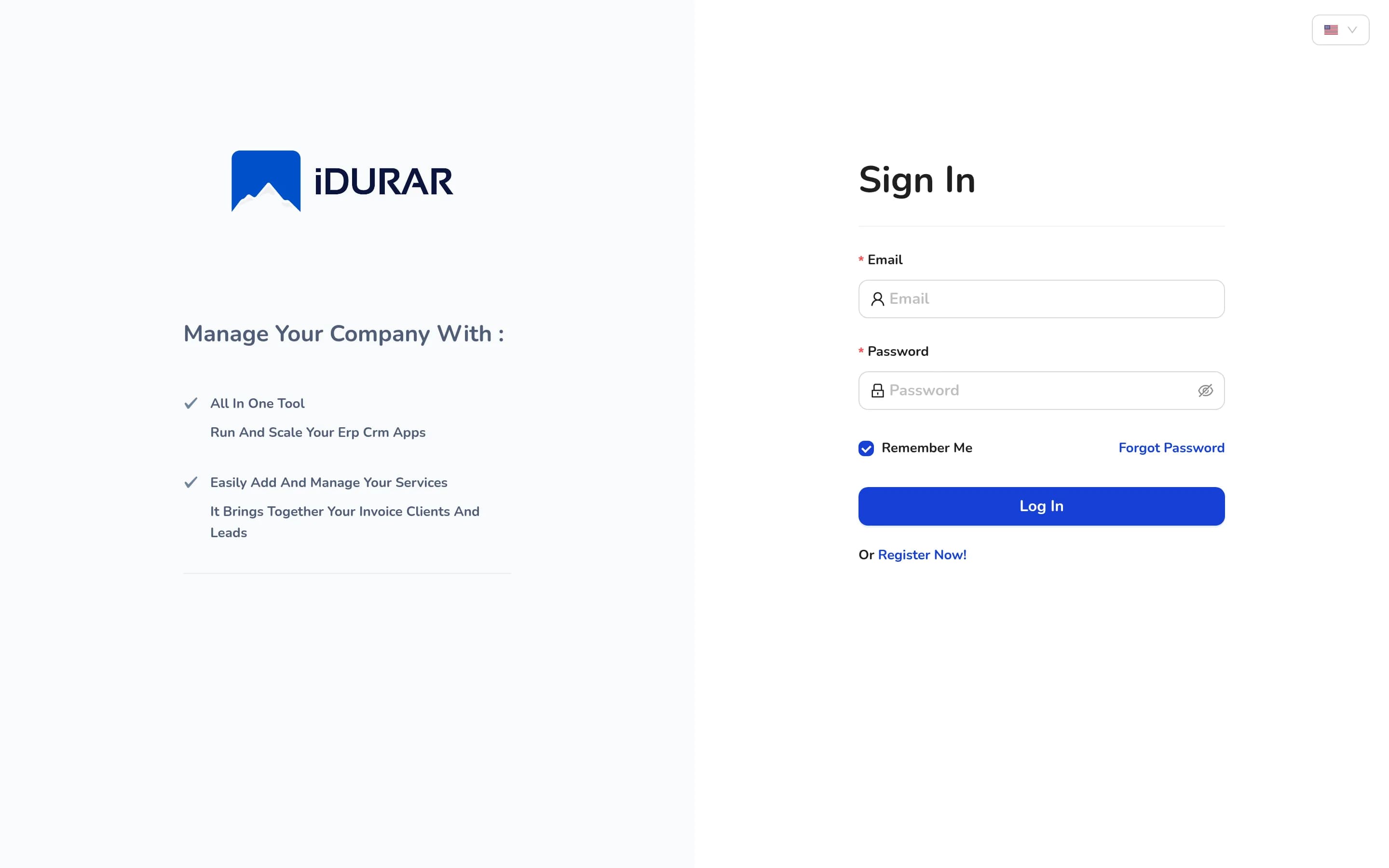 Idurar-erp-crm website screenshot