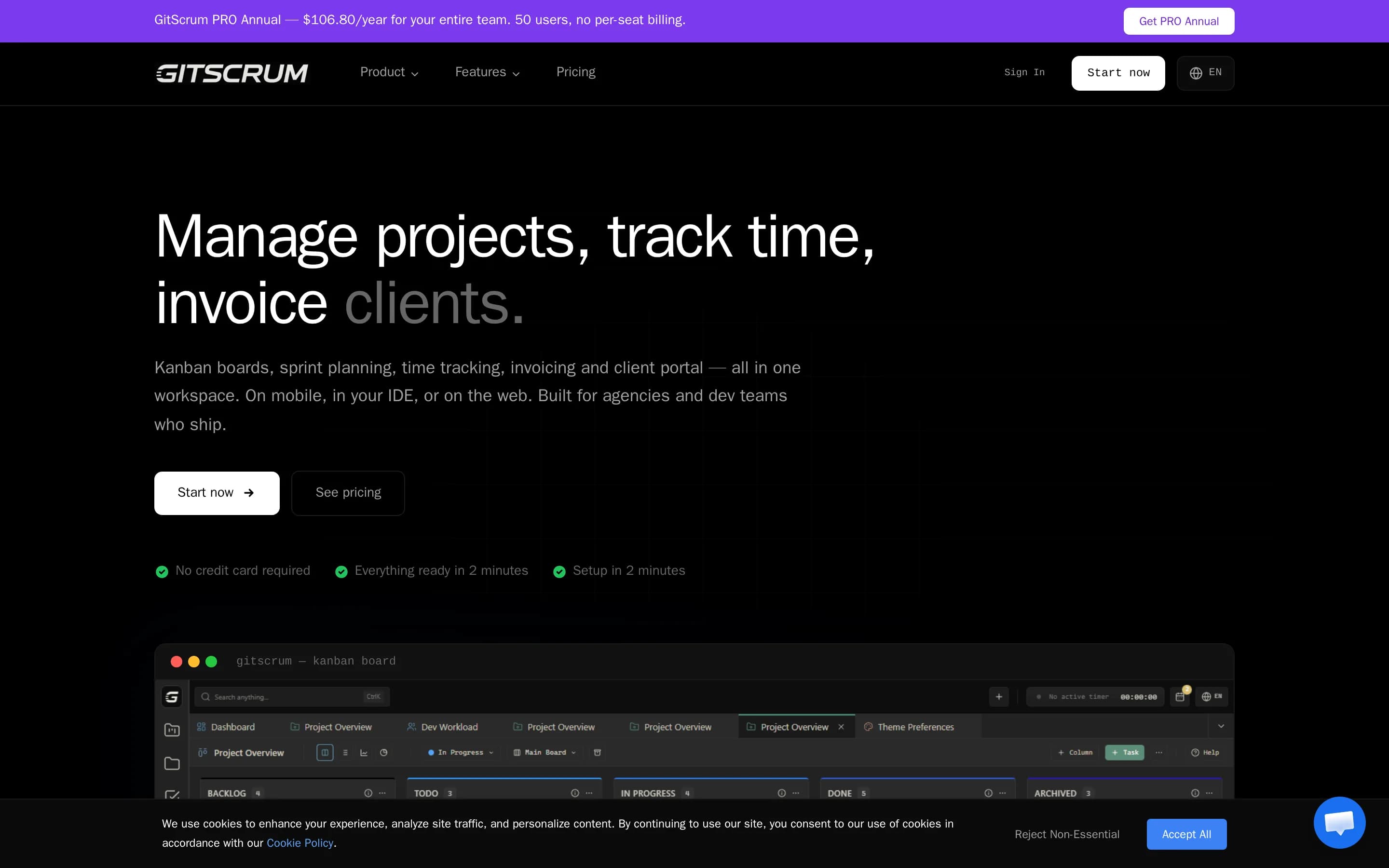 Laravel-gitscrum website screenshot