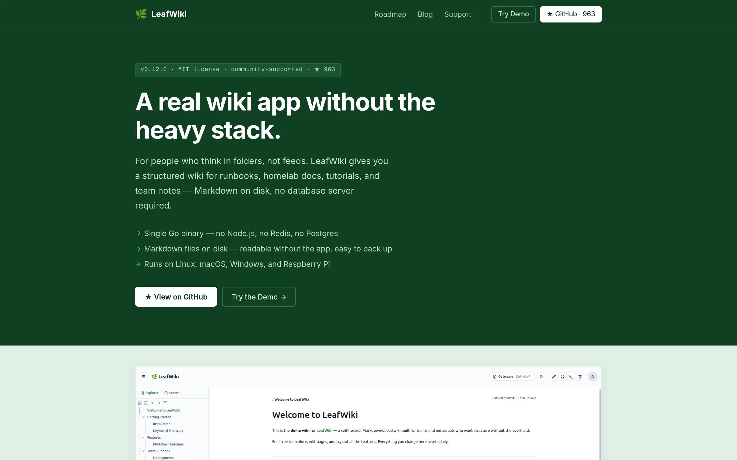 Leafwiki website screenshot