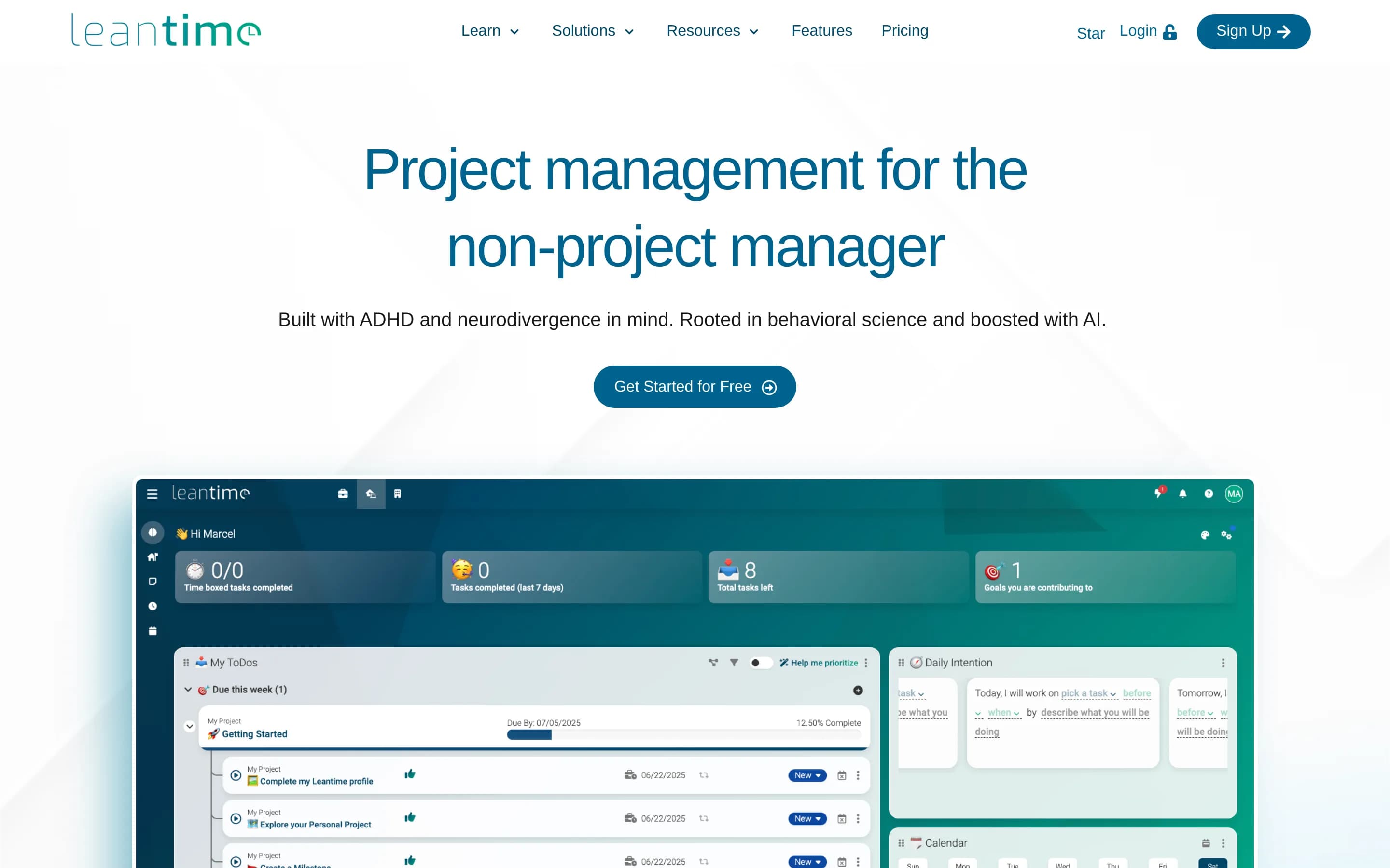 Leantime website screenshot