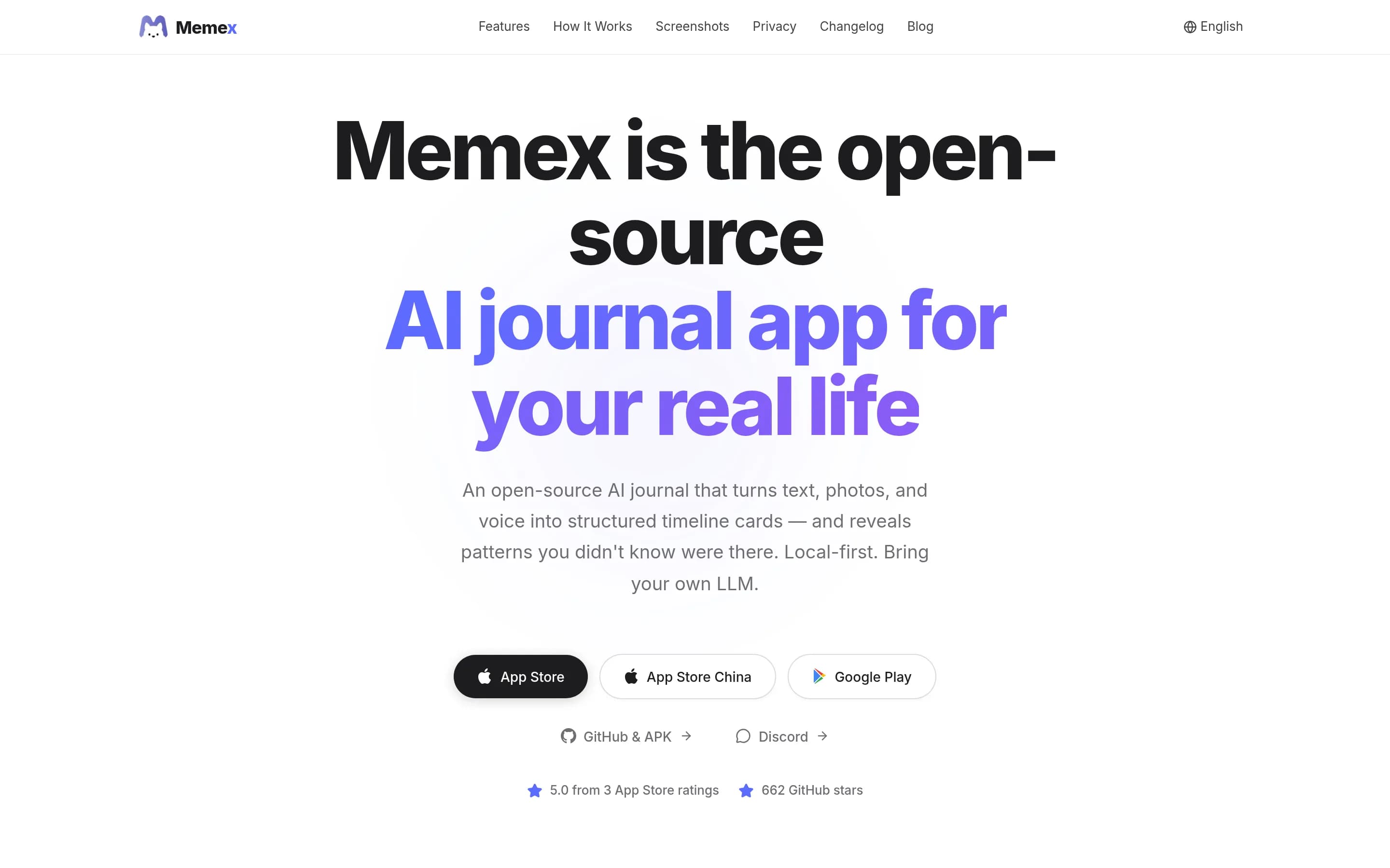 Memex website screenshot