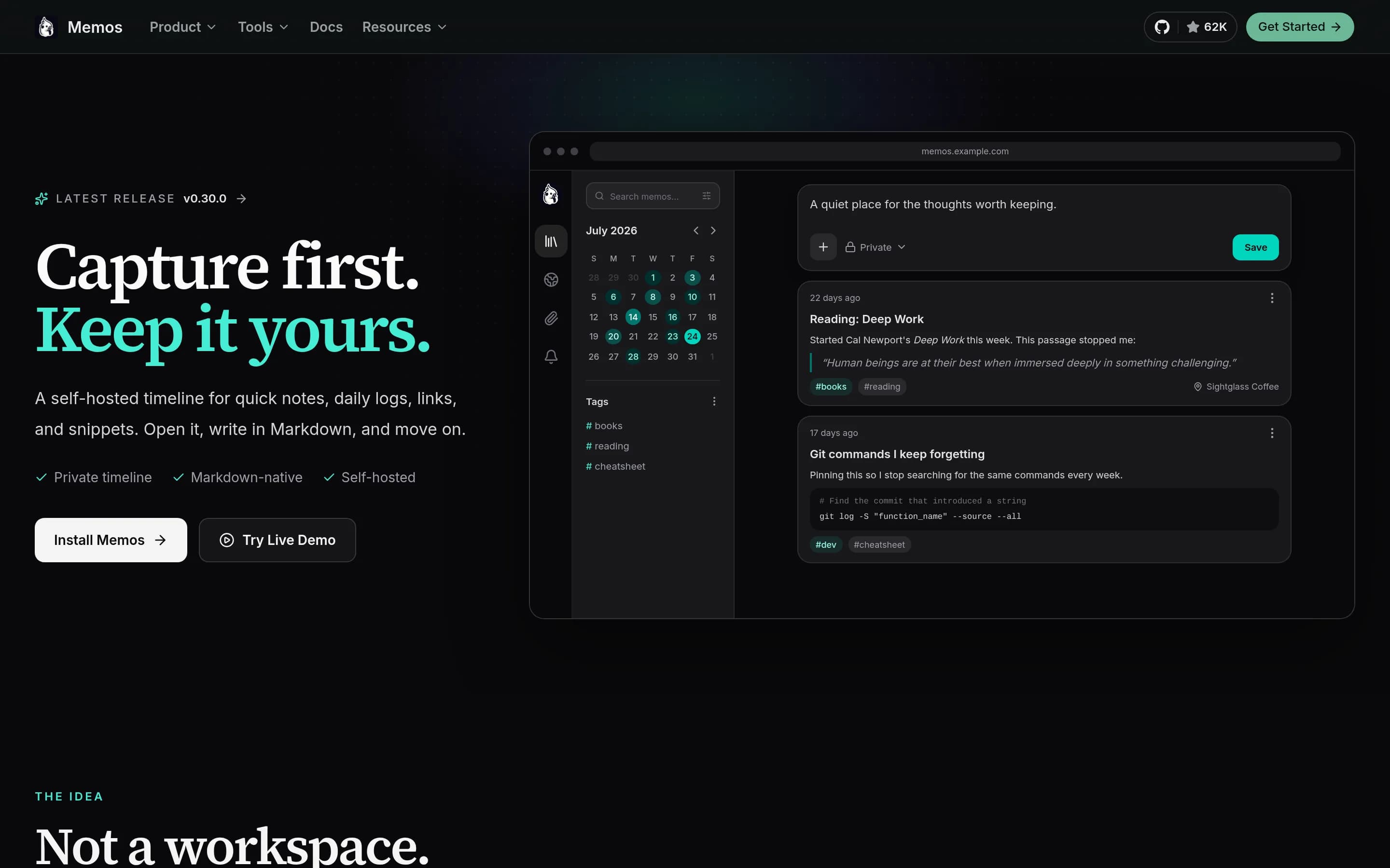 Memos website screenshot