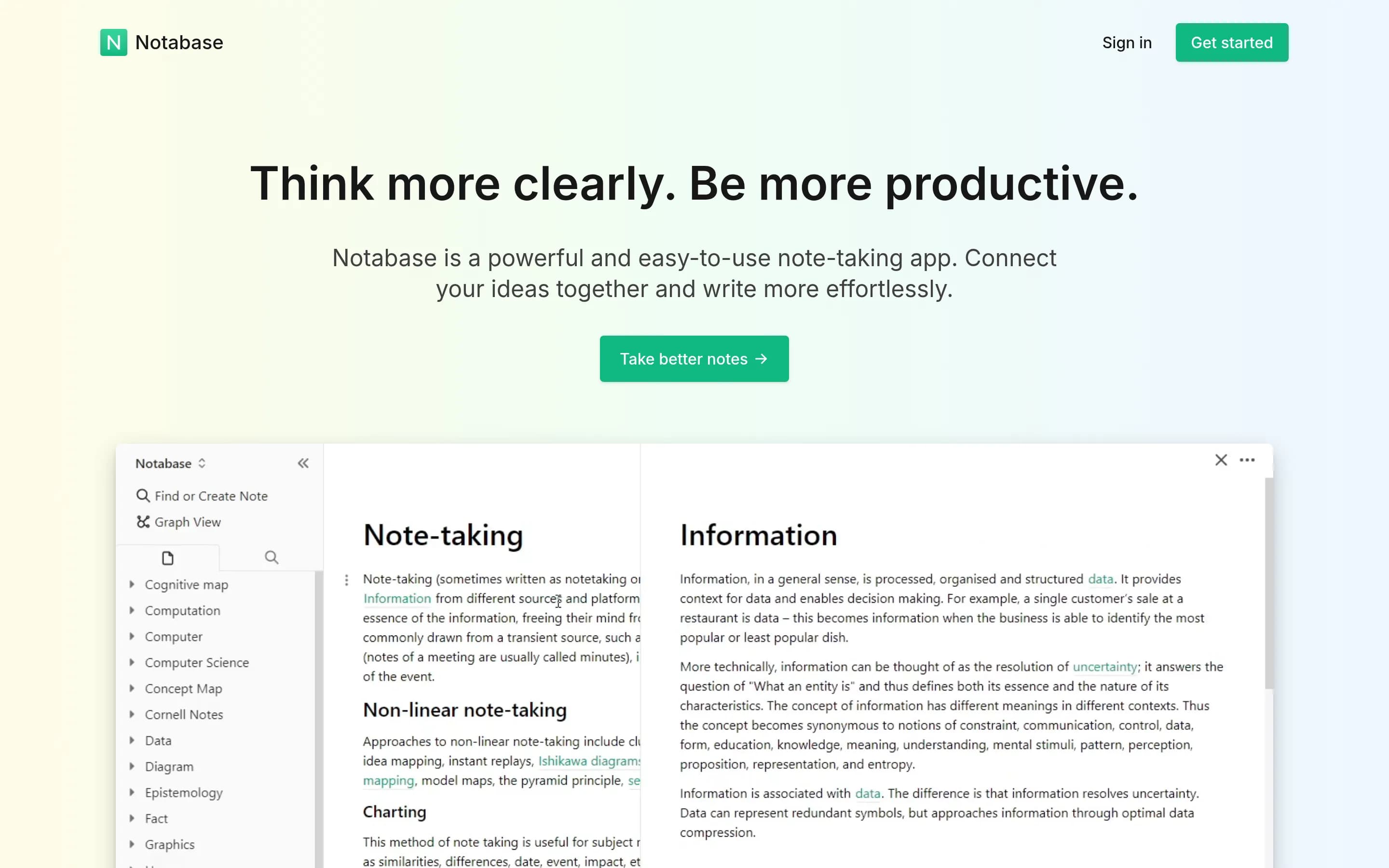 Notabase website screenshot