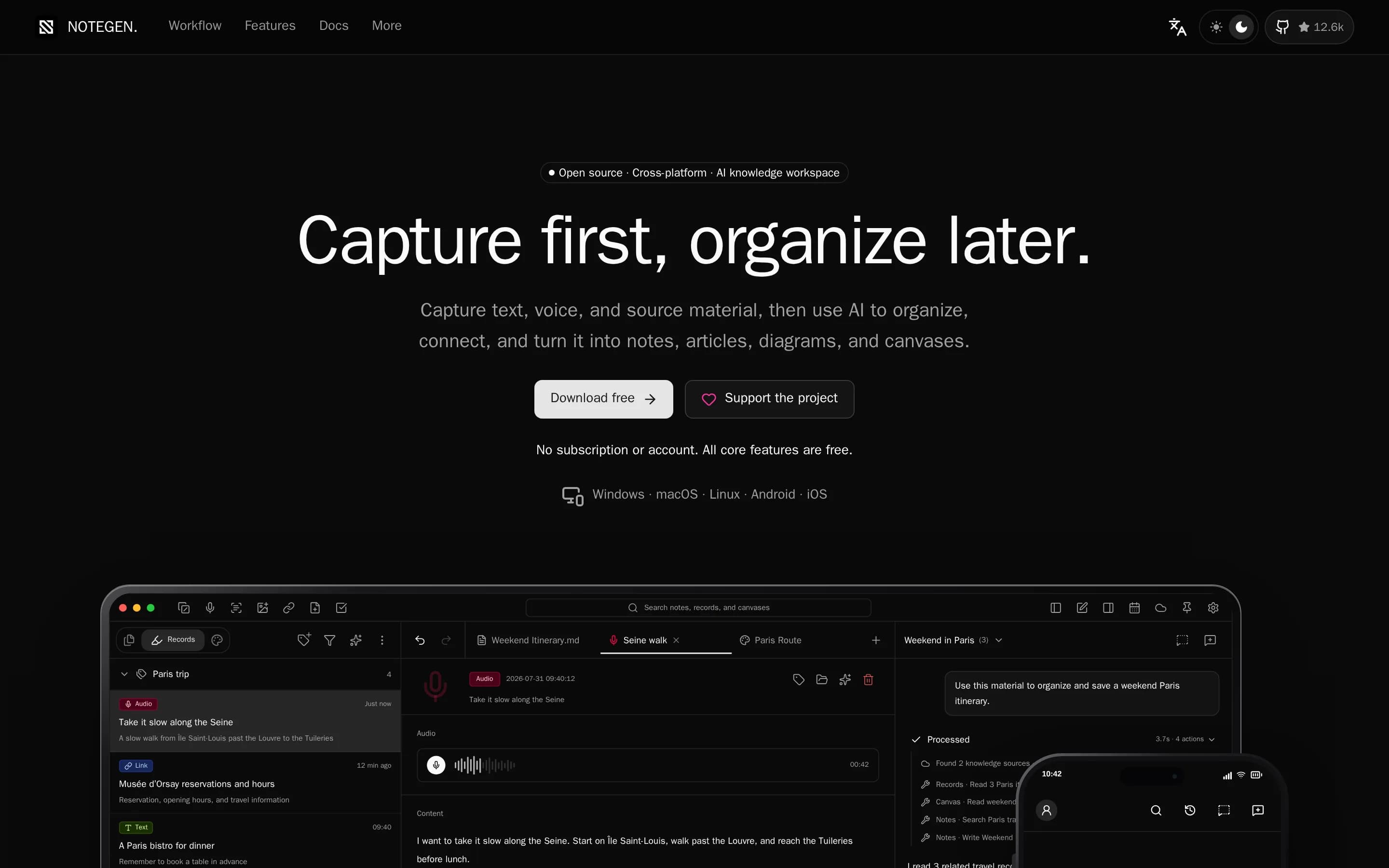 Note-gen website screenshot