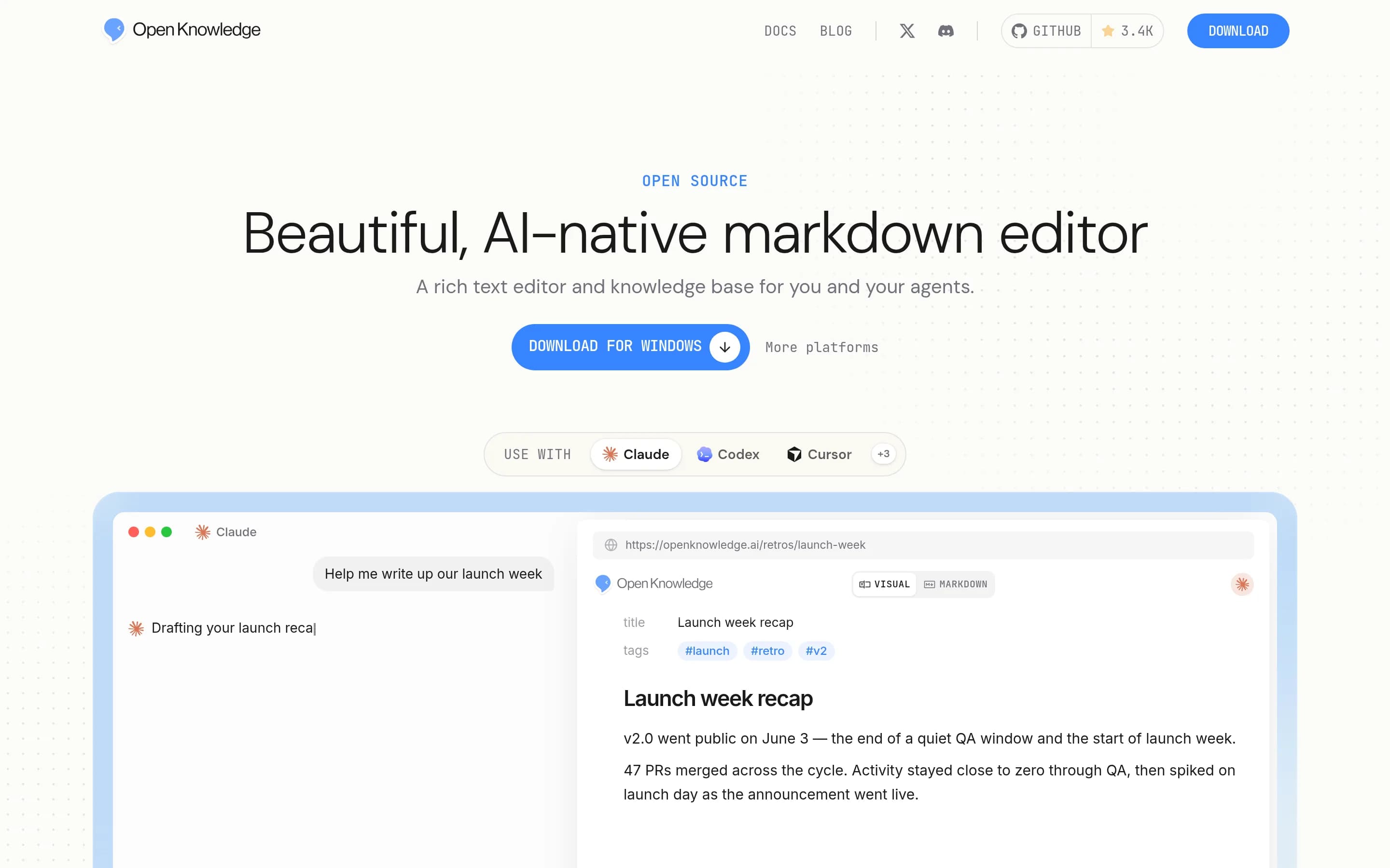 Open-knowledge website screenshot