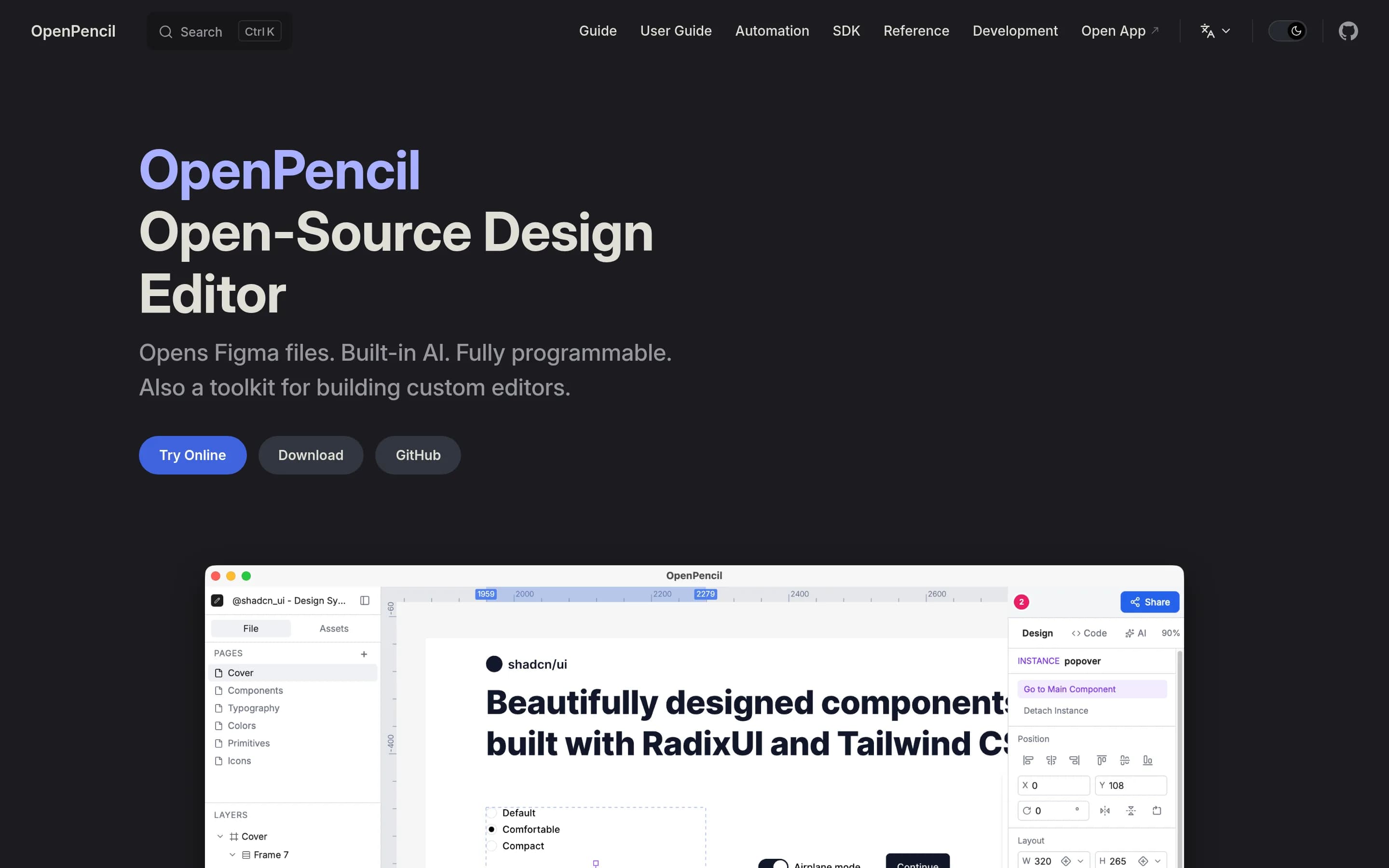 Open-pencil website screenshot