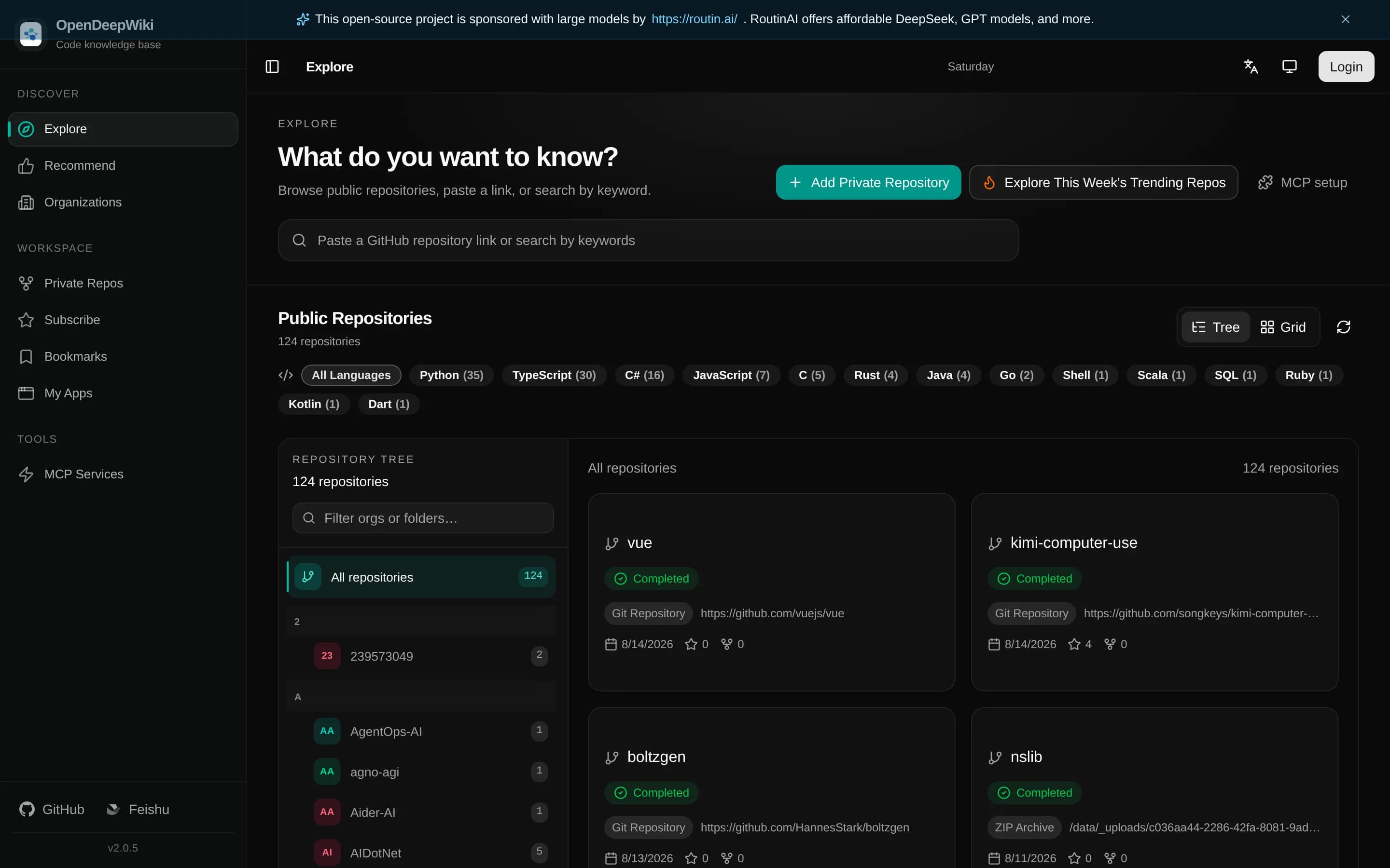 OpenDeepWiki website screenshot