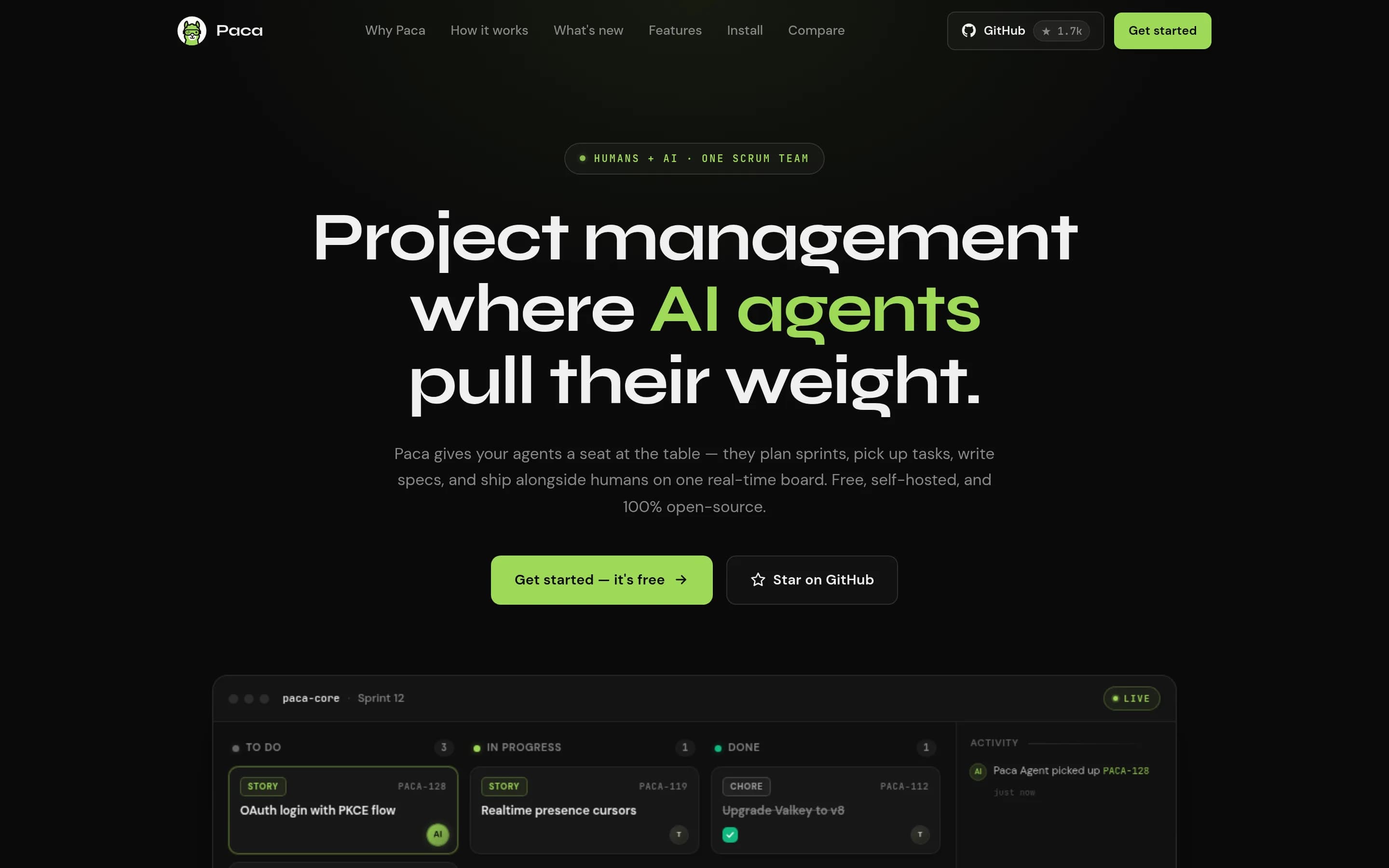 Paca website screenshot