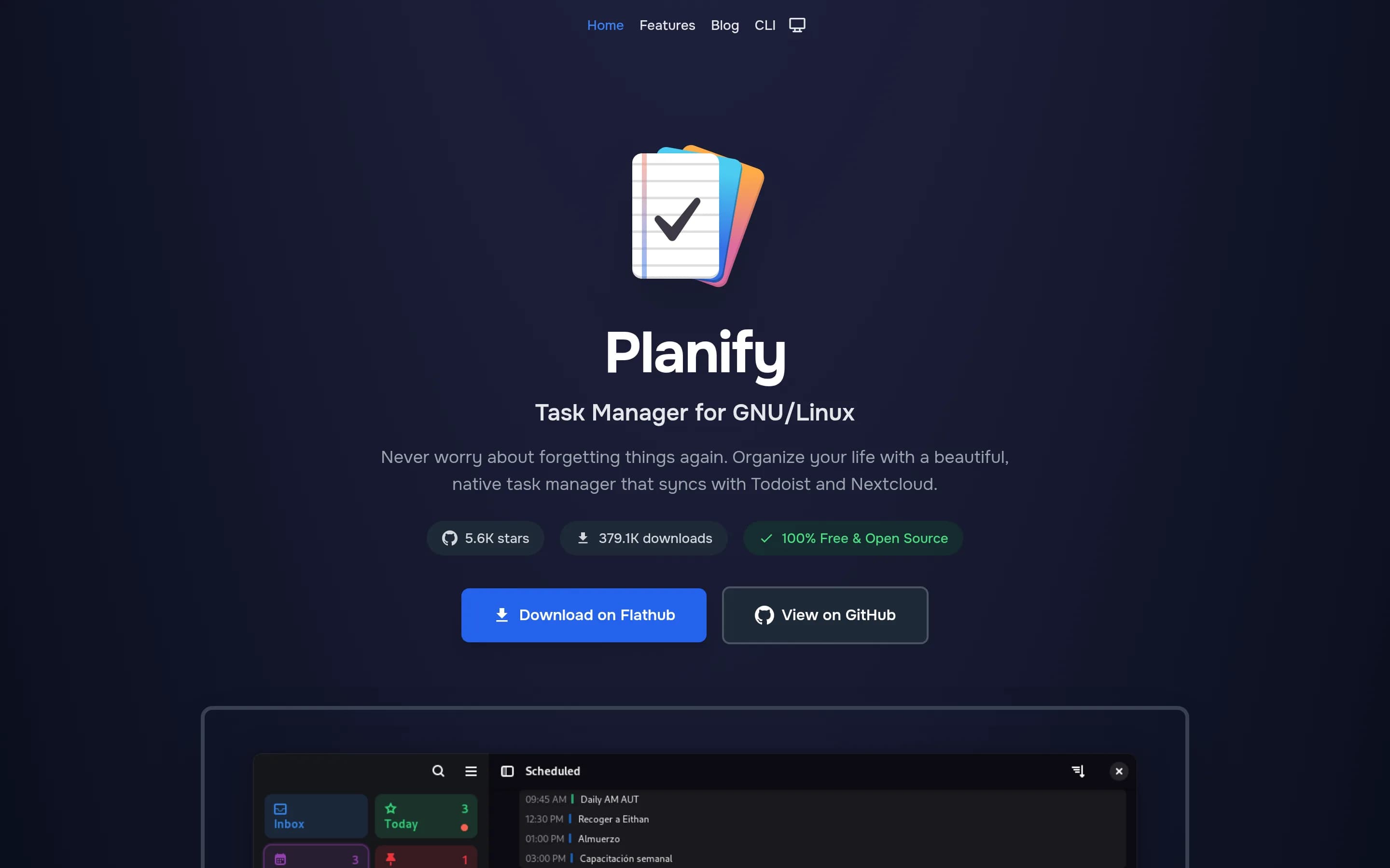 Planify website screenshot