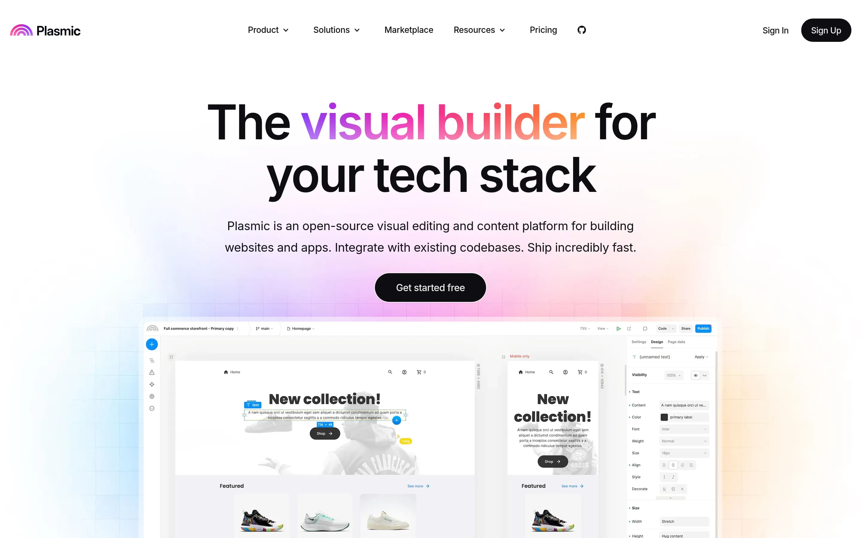 Plasmic website screenshot