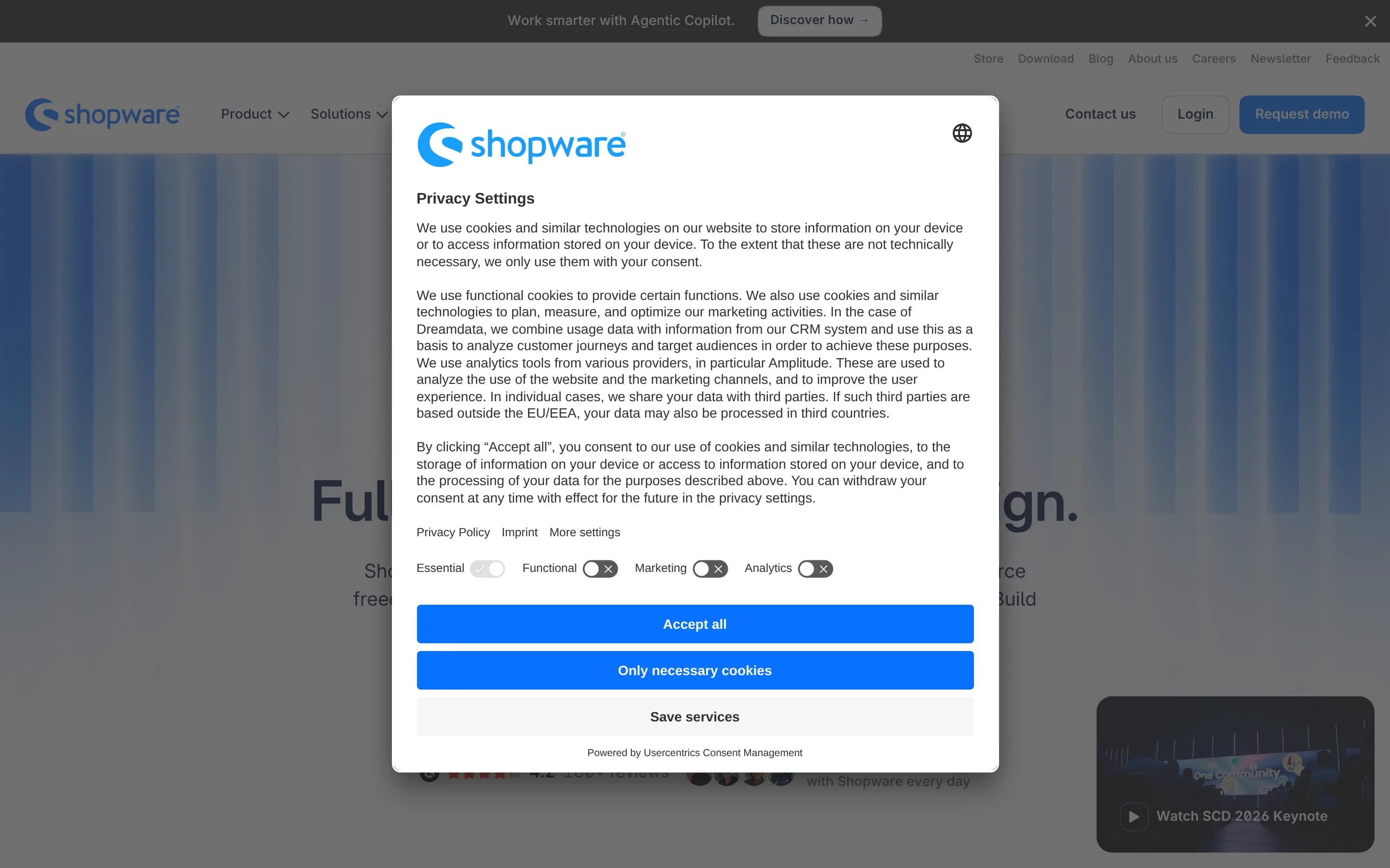 Shopware website screenshot