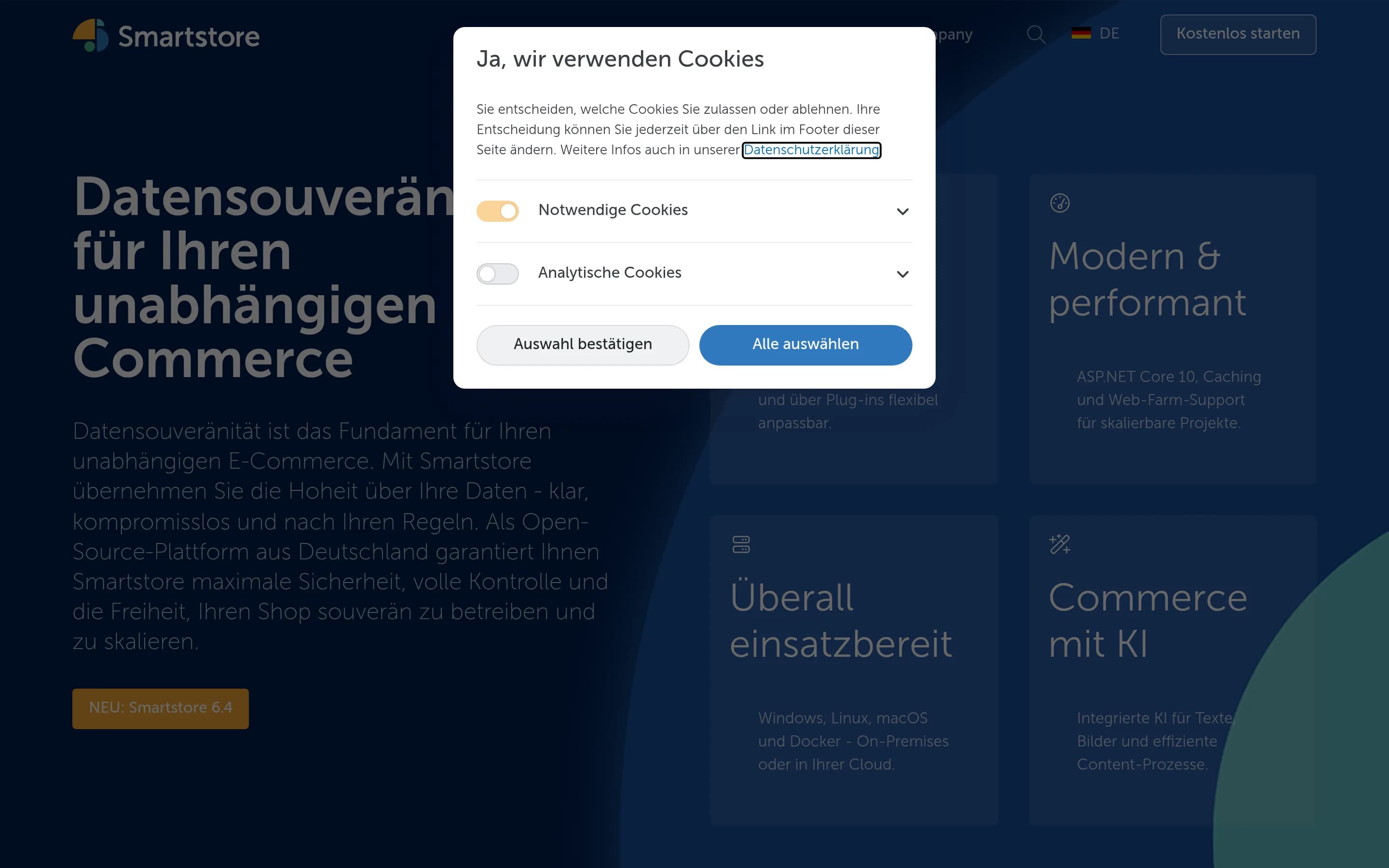 Smartstore website screenshot
