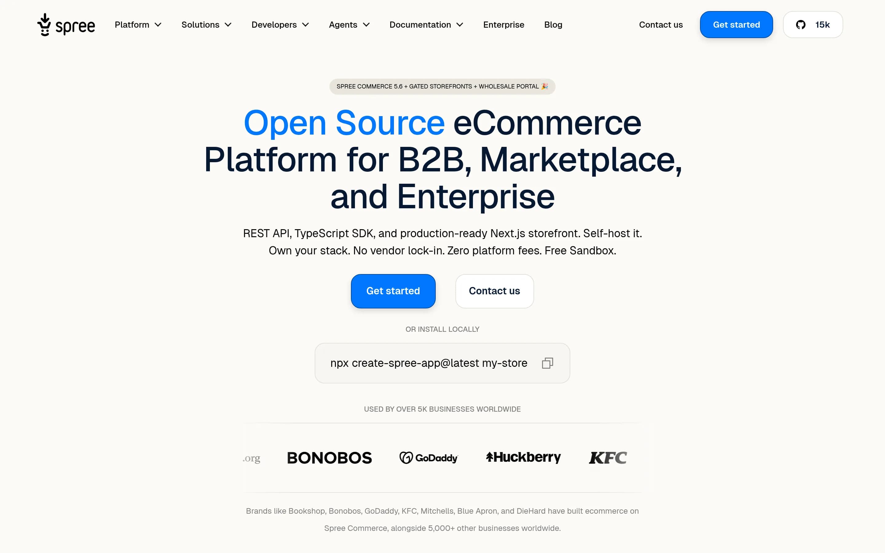 Spree website screenshot