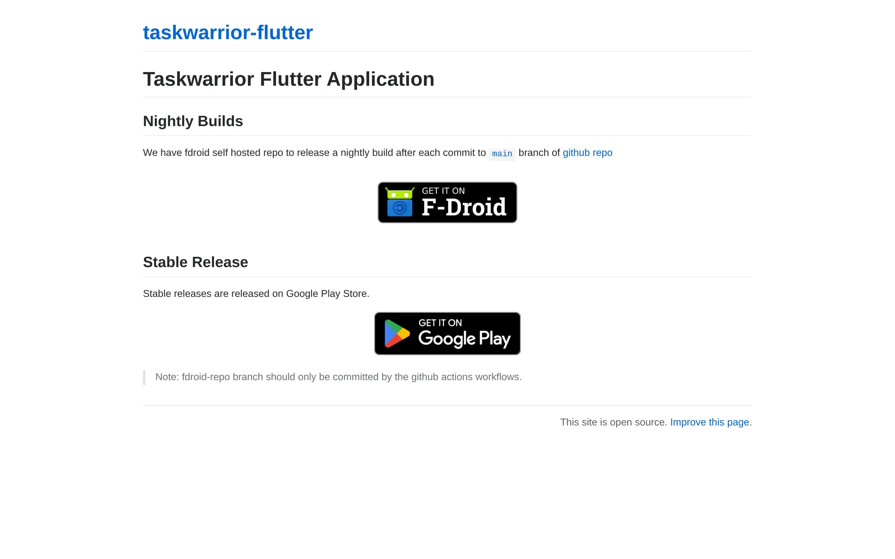 Taskwarrior-flutter website screenshot