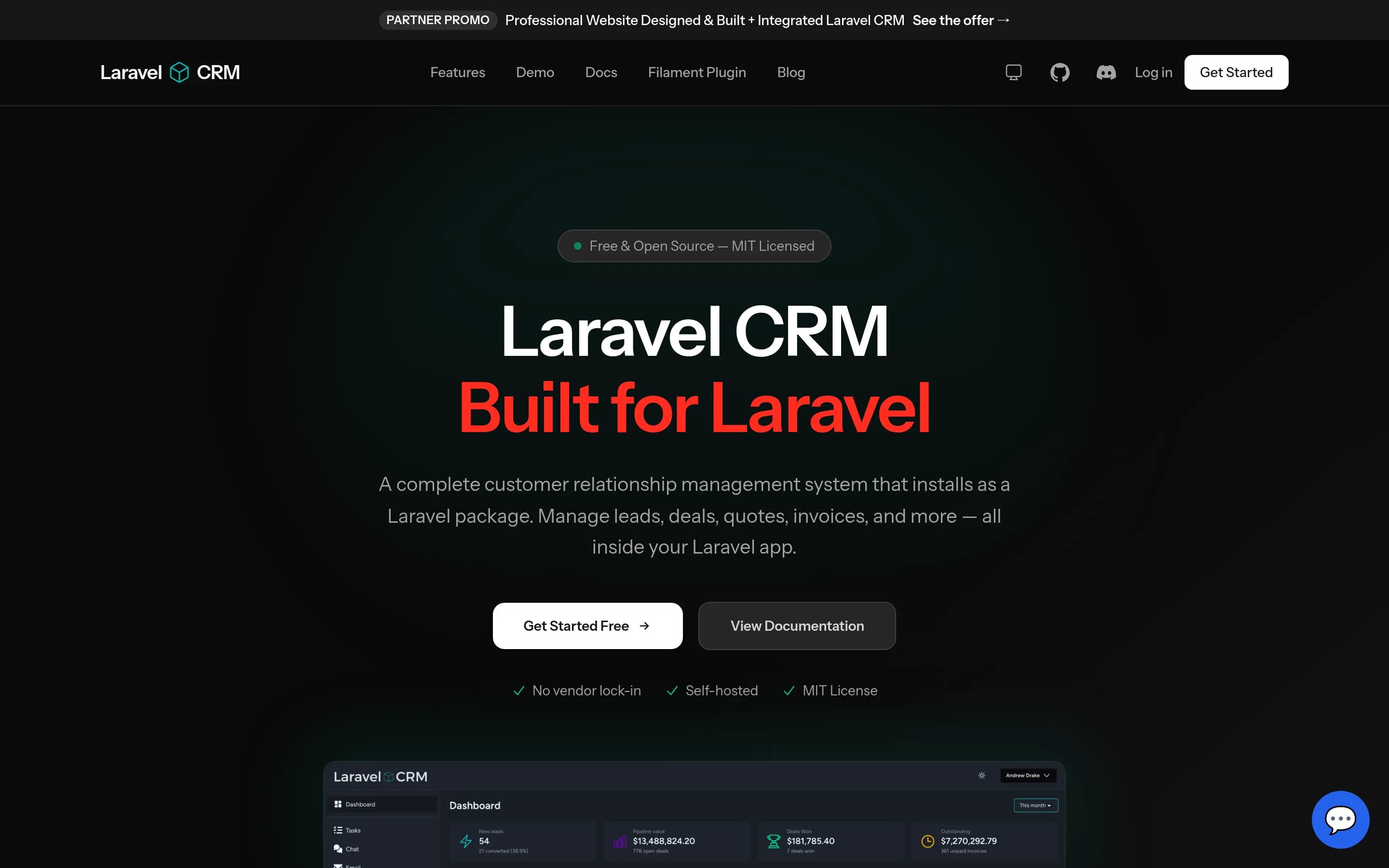 Laravel-crm website screenshot