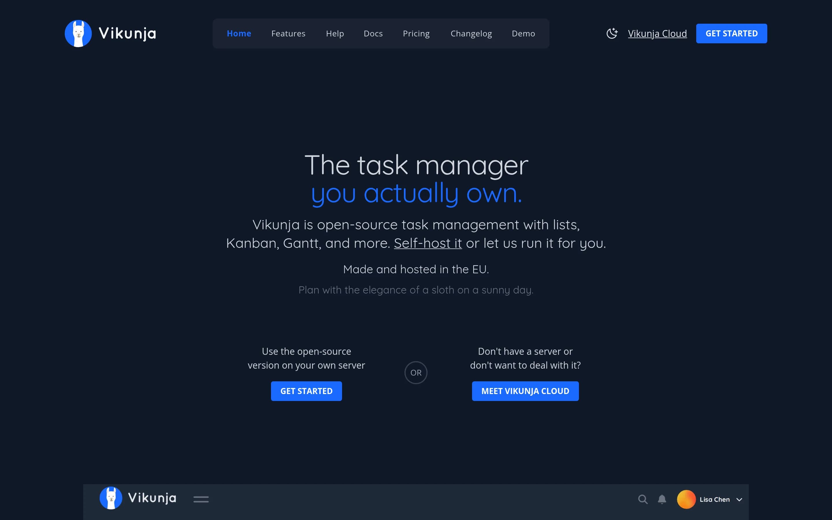 Vikunja website screenshot