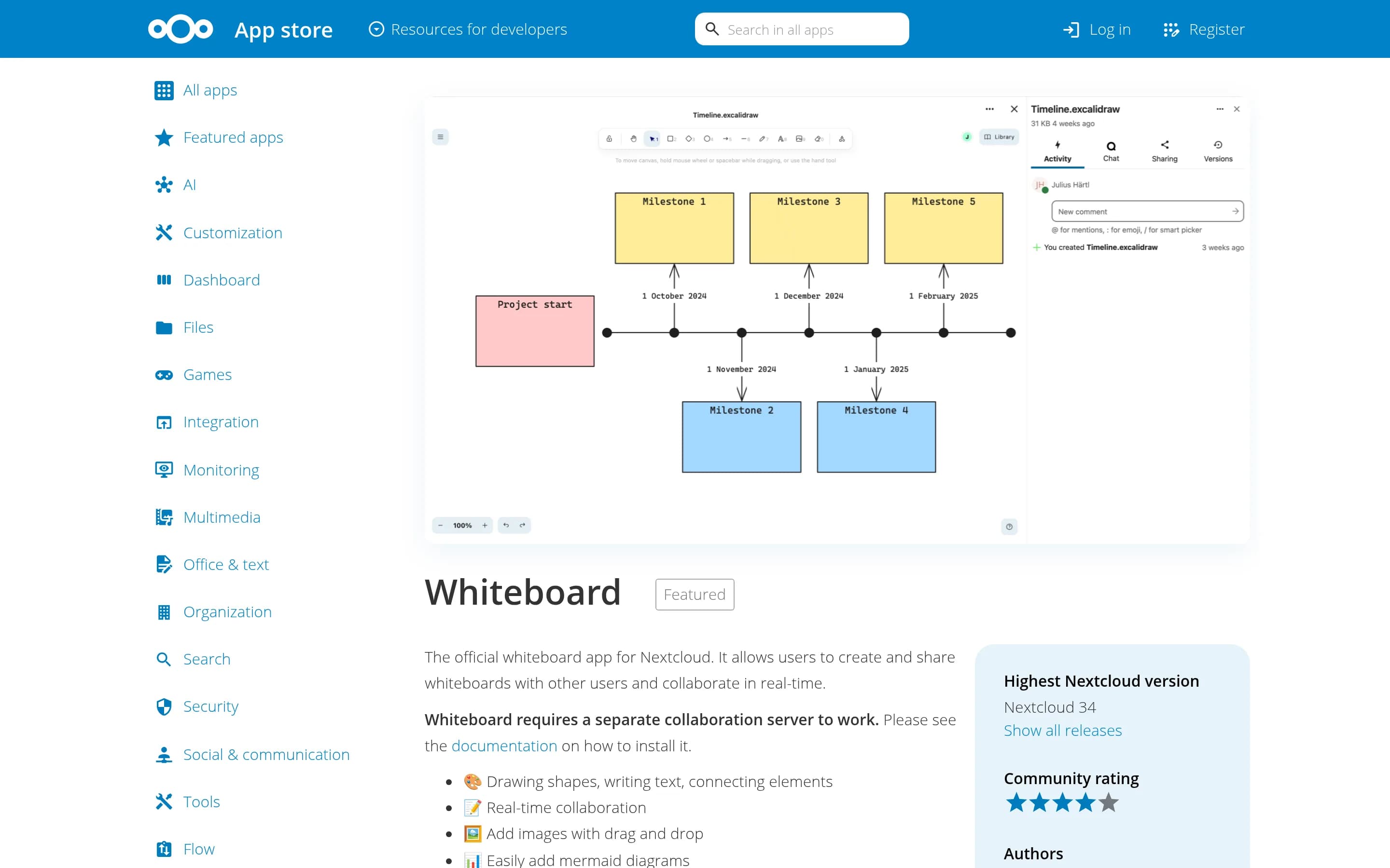 Whiteboard website screenshot