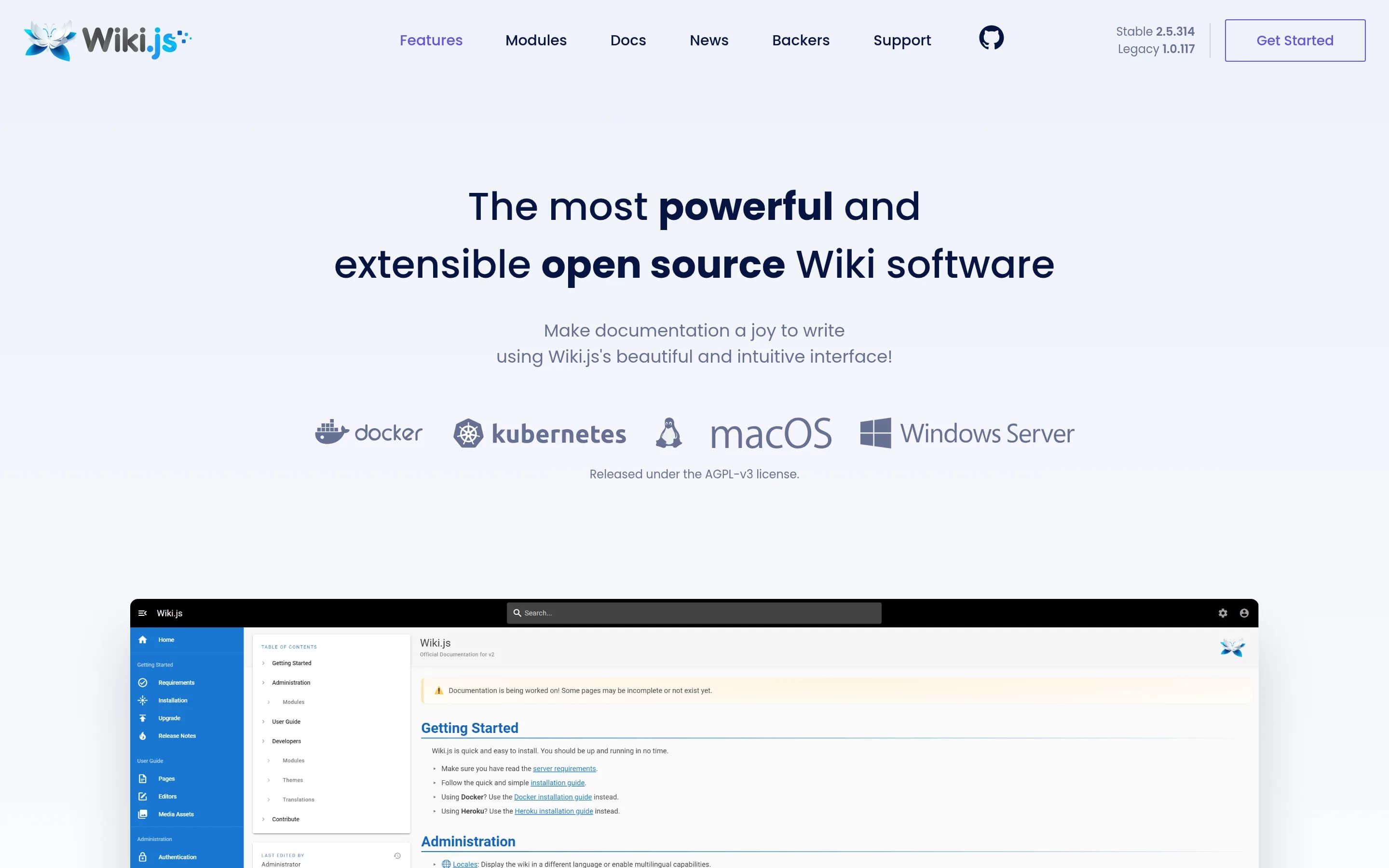 Wiki website screenshot