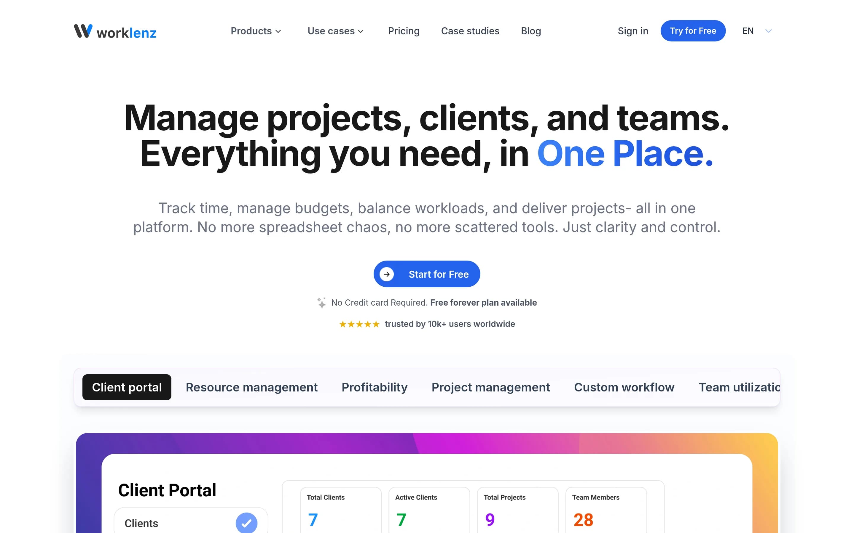 Worklenz website screenshot