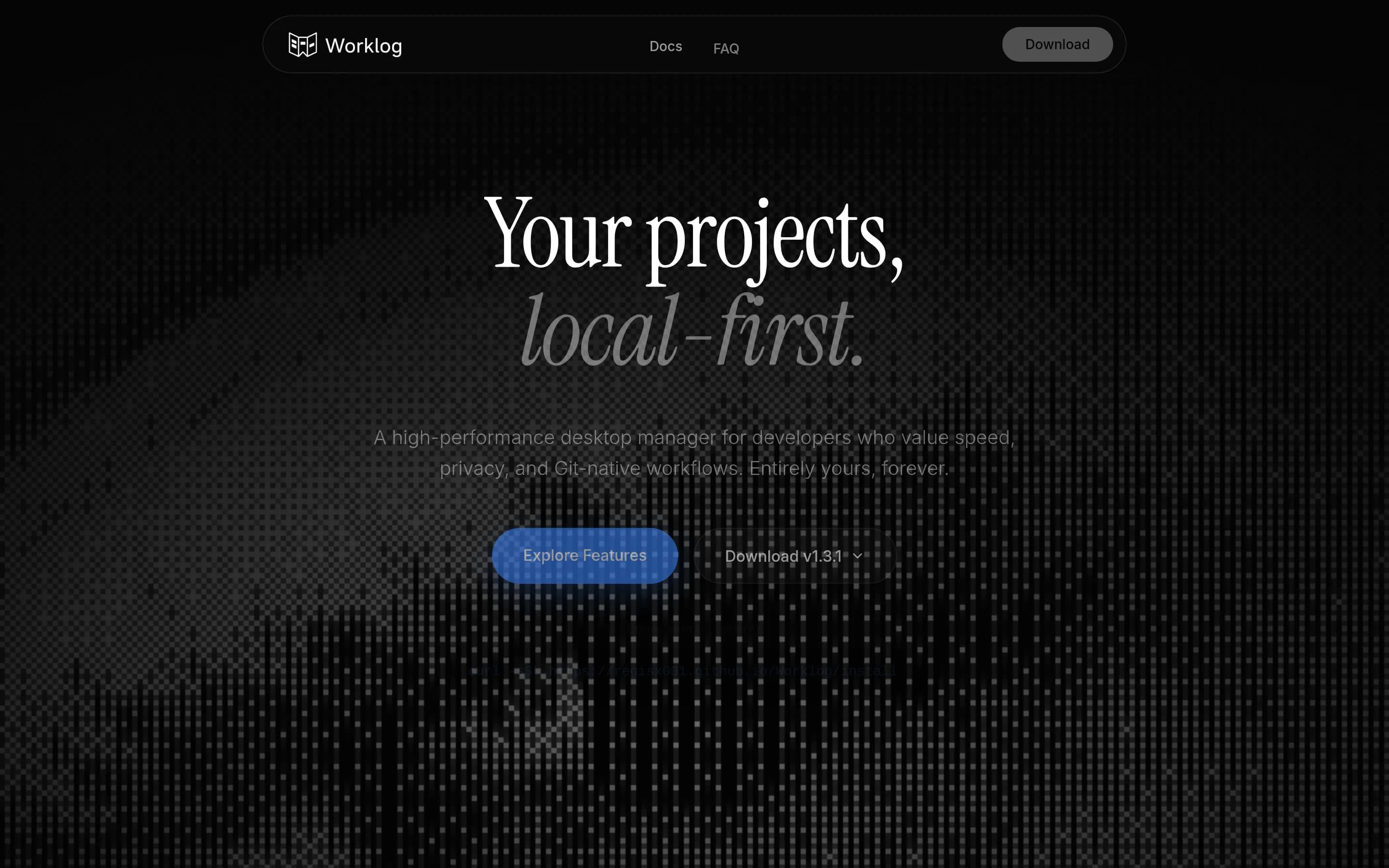Worklog website screenshot