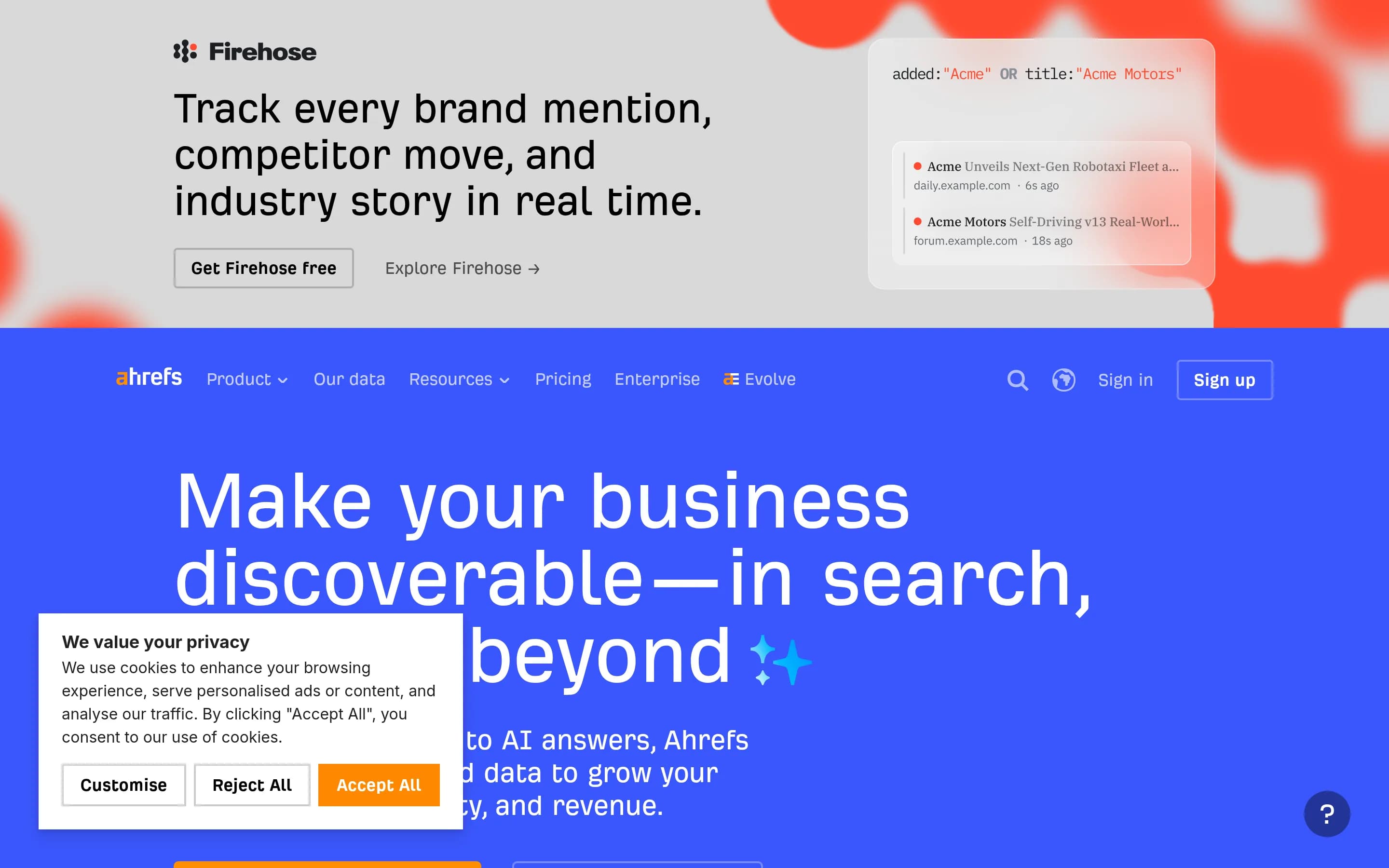 Ahrefs website screenshot Ahrefs website screenshot