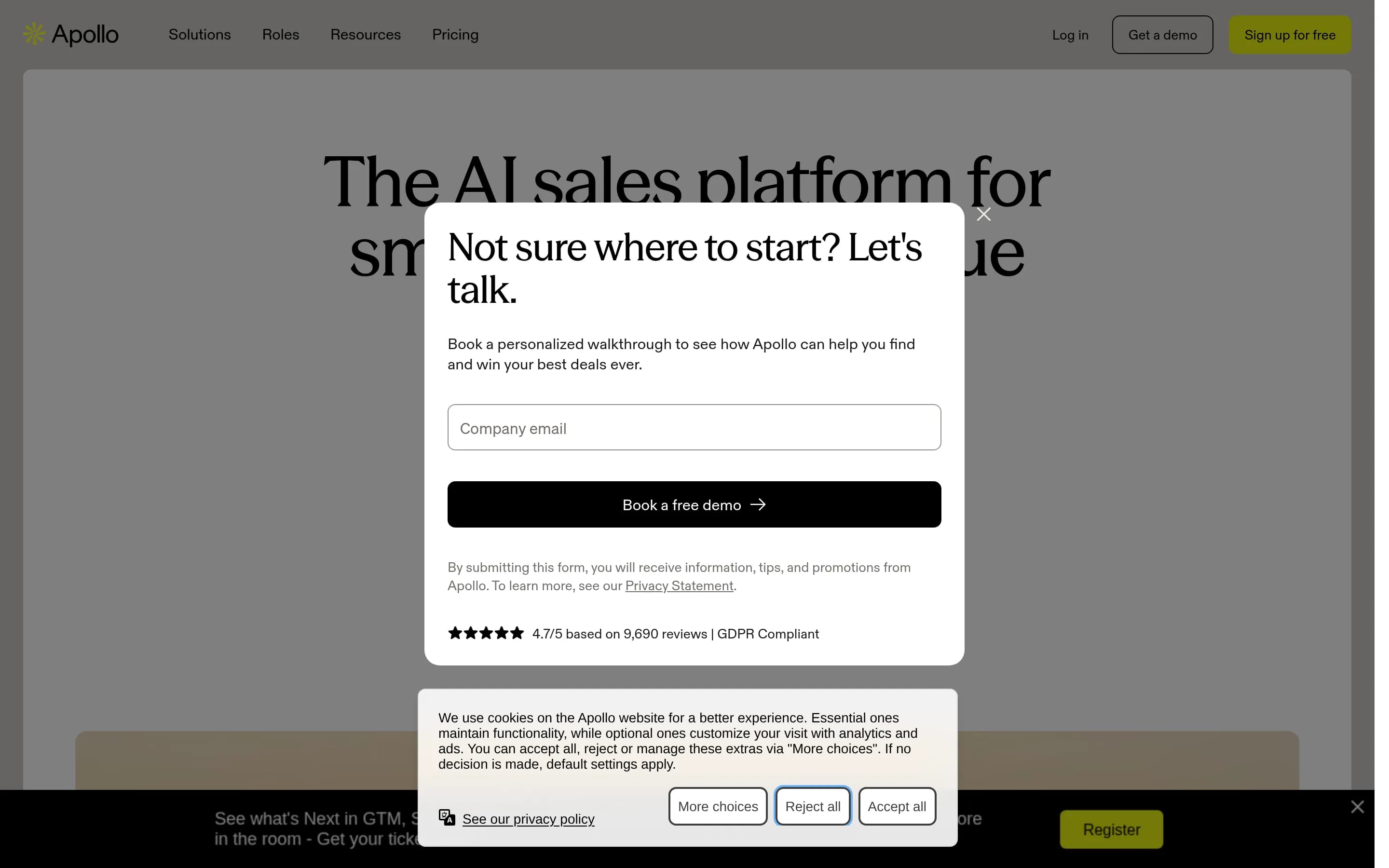 Apollo website screenshot Apollo website screenshot