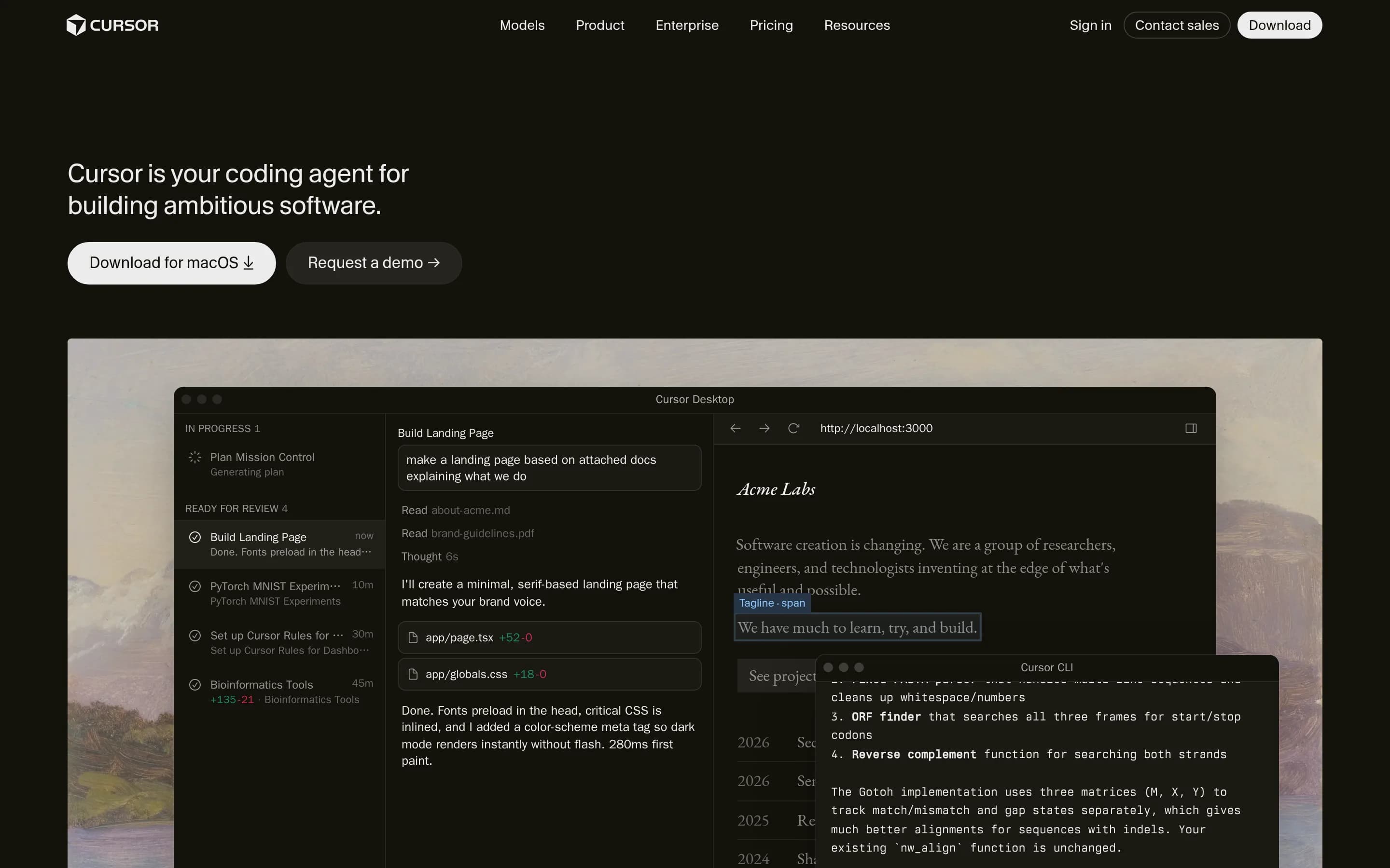Cursor website screenshot Cursor website screenshot
