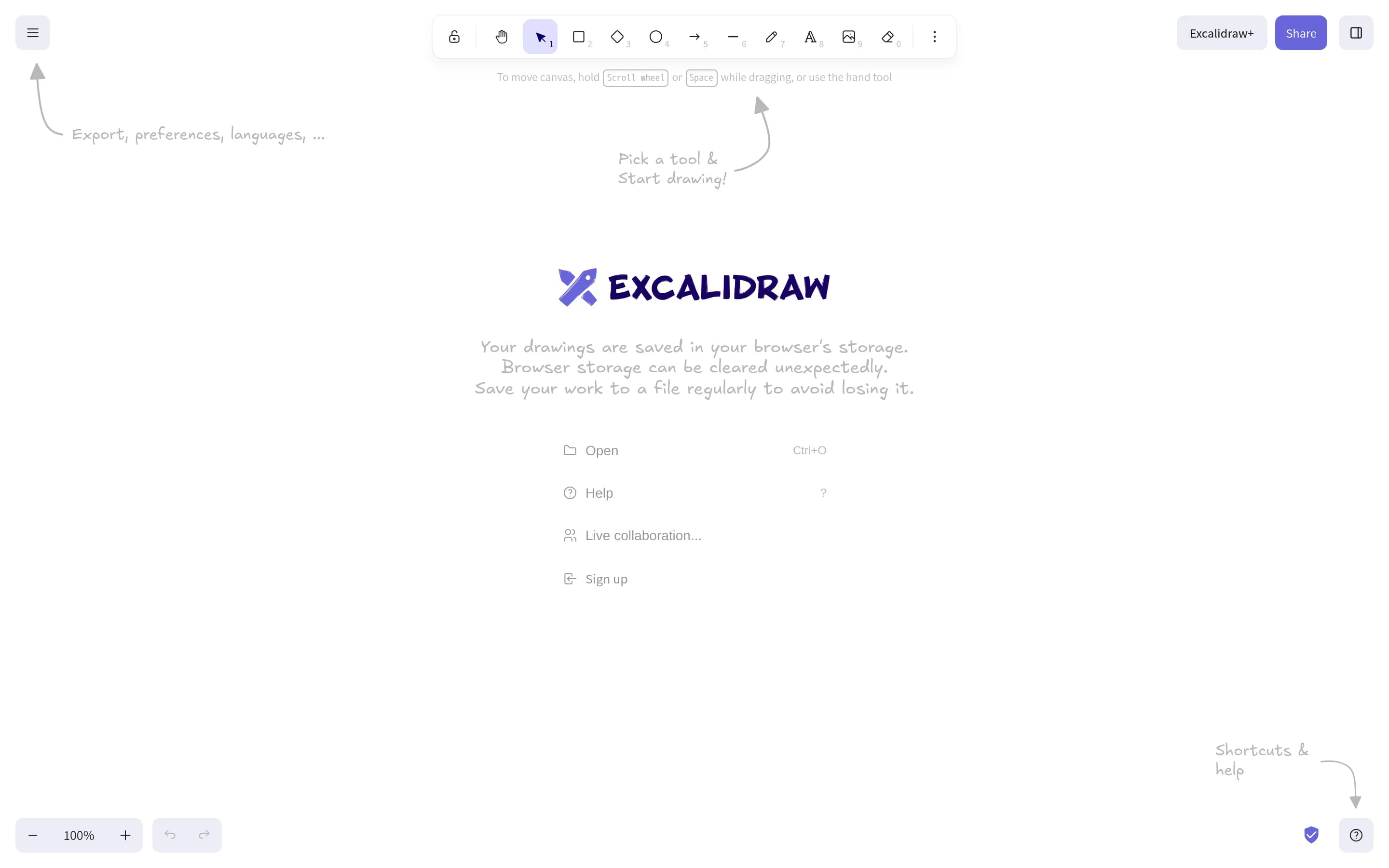 Excalidraw website screenshot Excalidraw website screenshot