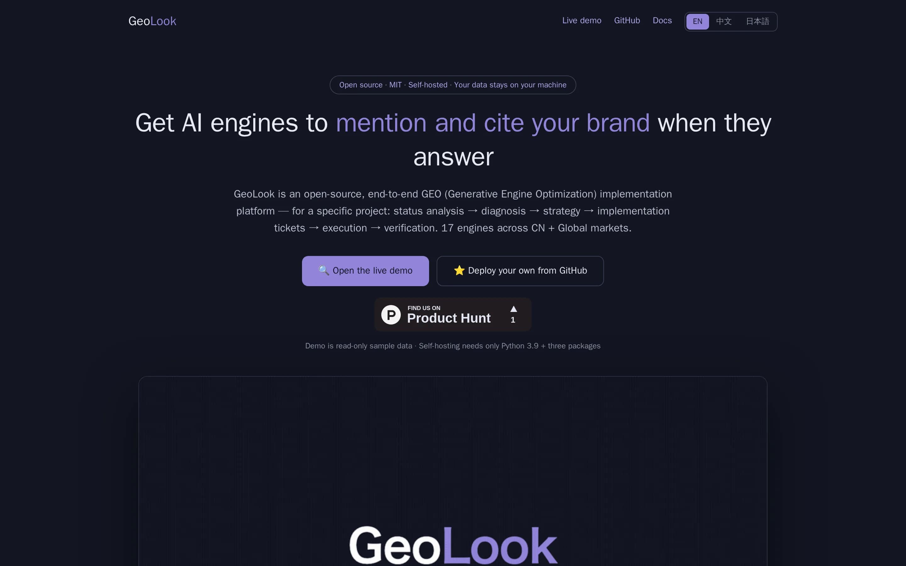 Geolook website screenshot Geolook website screenshot
